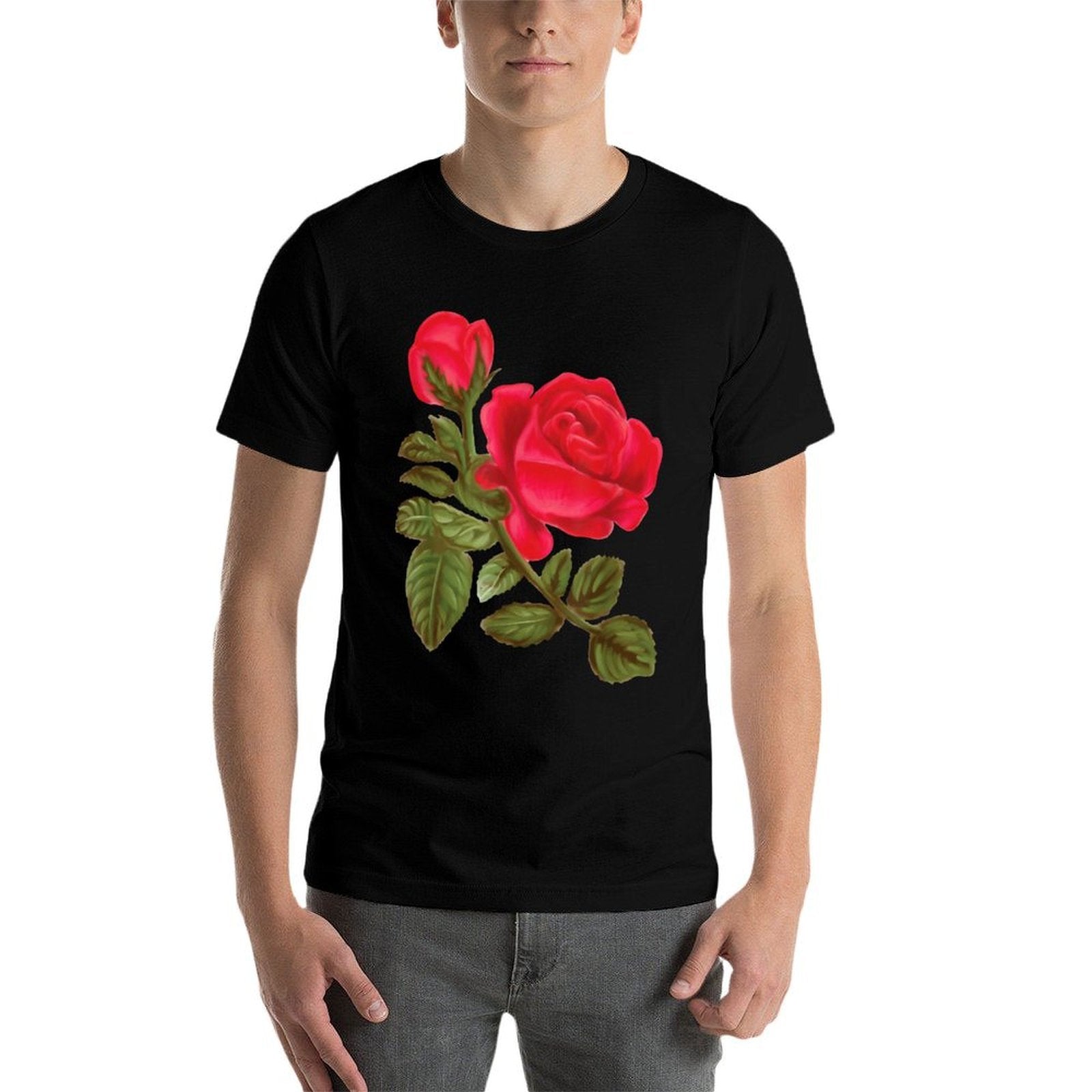 Watercolor Rose Flower Nature  Polyester Blend T-Shirt