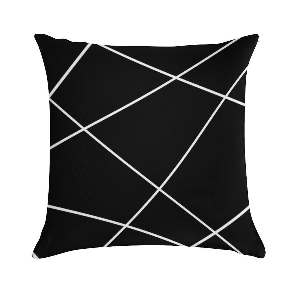 Geometric Abstract - Black And White. Soft Home Decor Throw Pillow