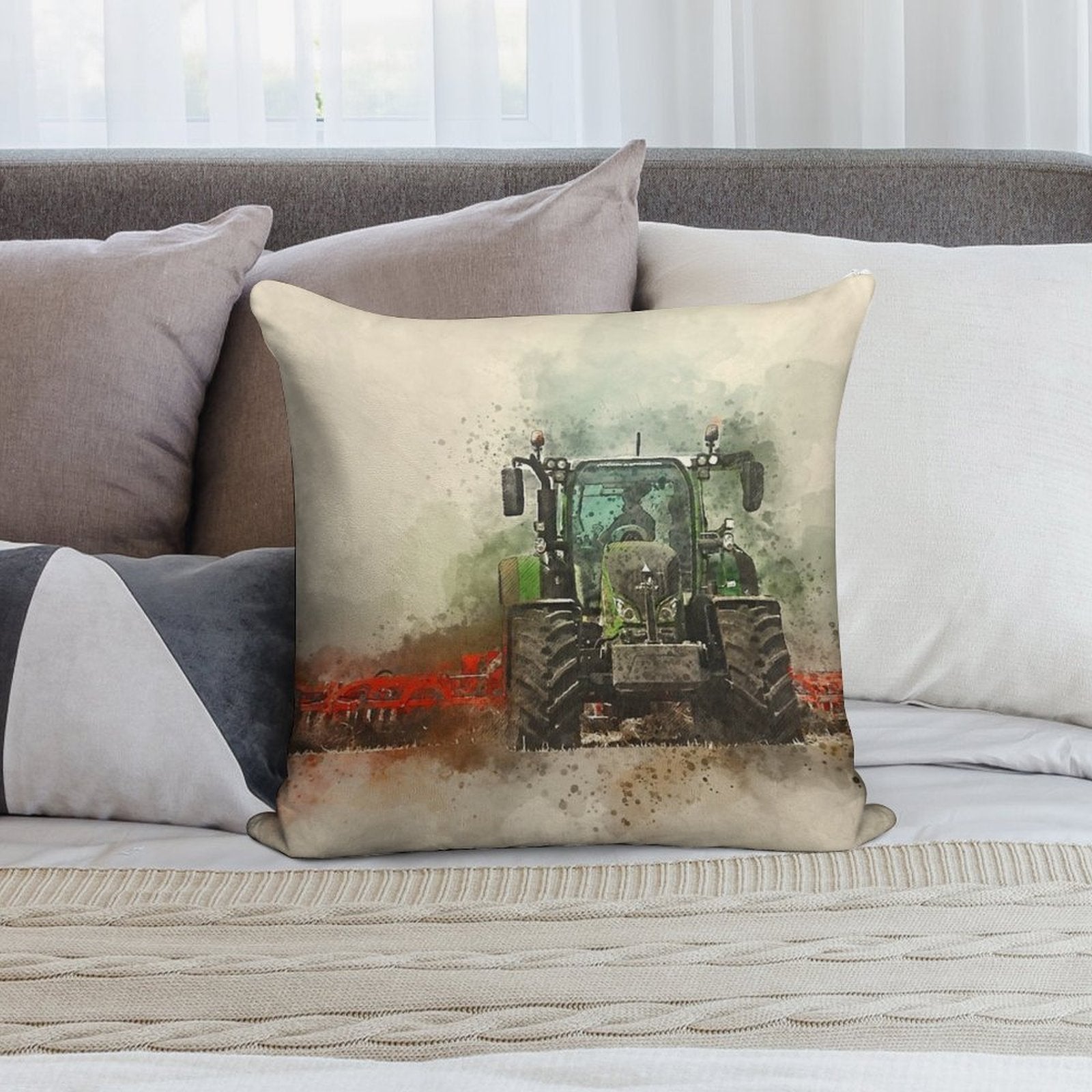 Fendt Tractor Grafting Soft Style Accent Throw Pillow