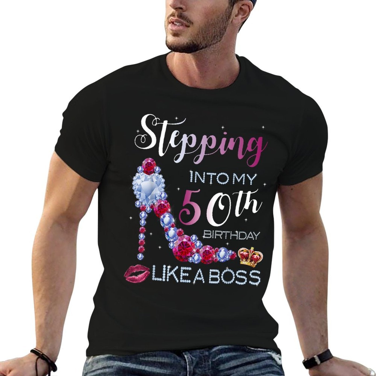 Stepping Into My 50th Birthday in 1970 Womens Gifts  Oversized Silhouette T-Shirt