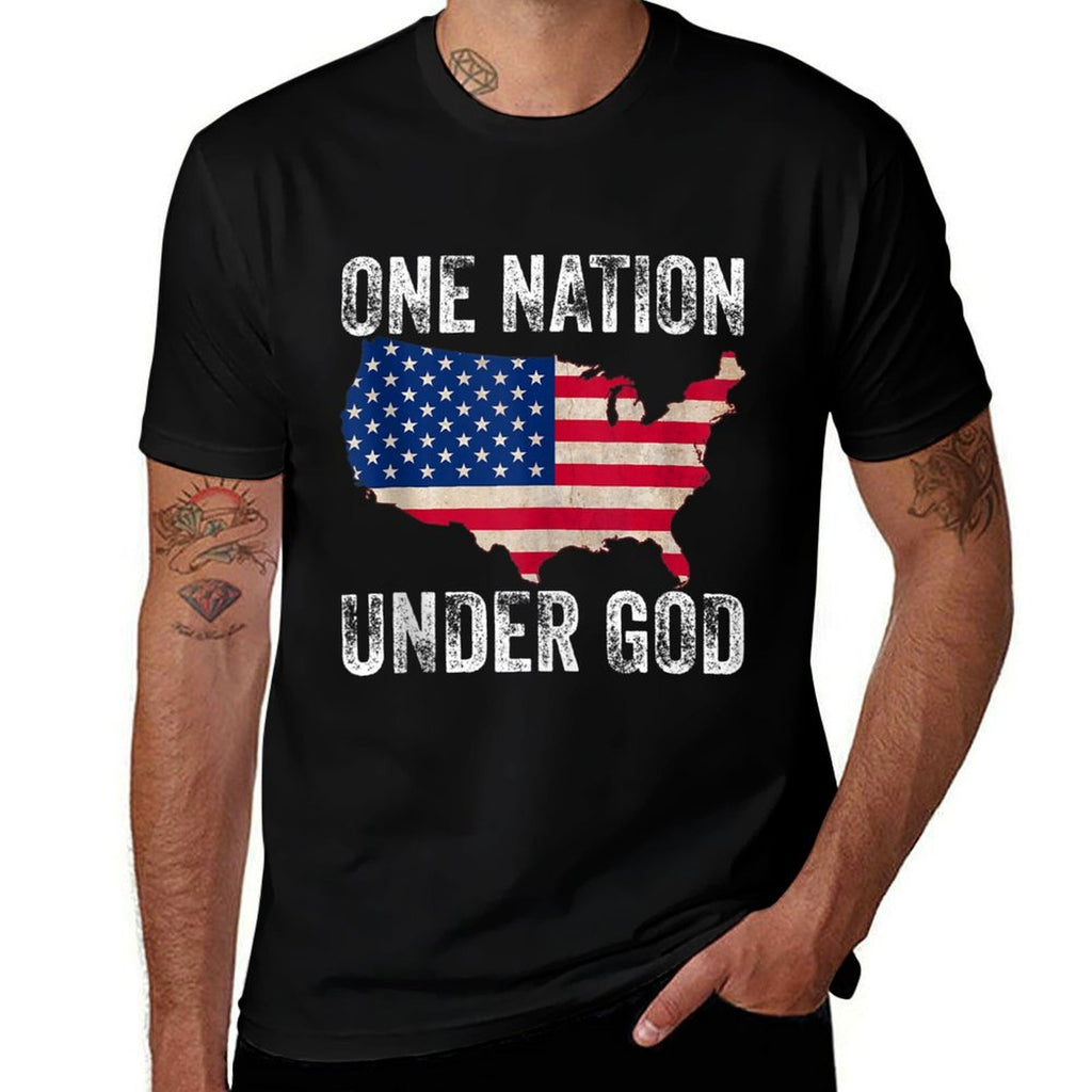 One Nation Under God Vintage American Design Christian  Soft T-Shirt