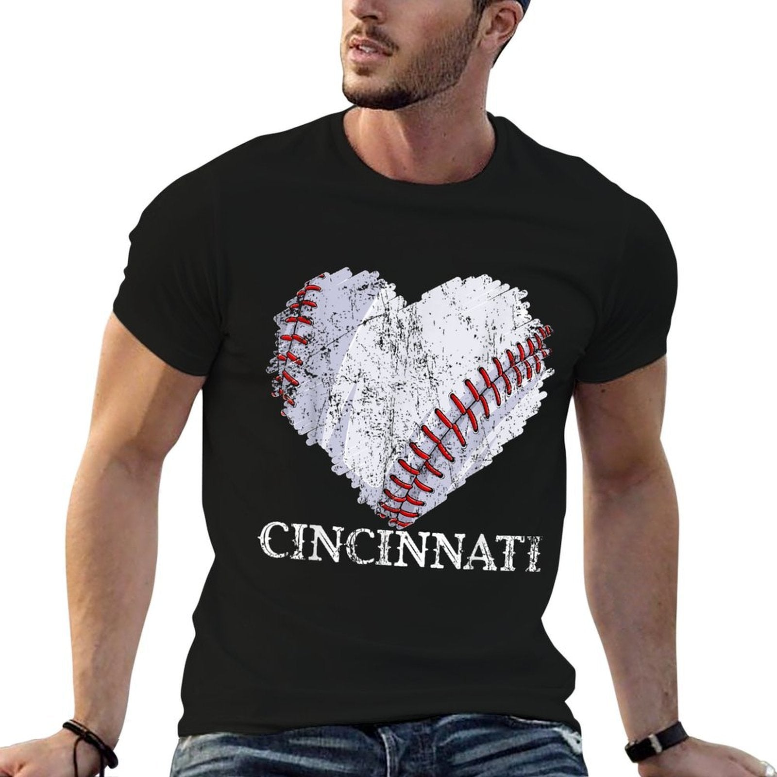 Cincinnati Retro Baseball Lover Game Day Men Boys Girls  Trendy Pattern T-Shirt
