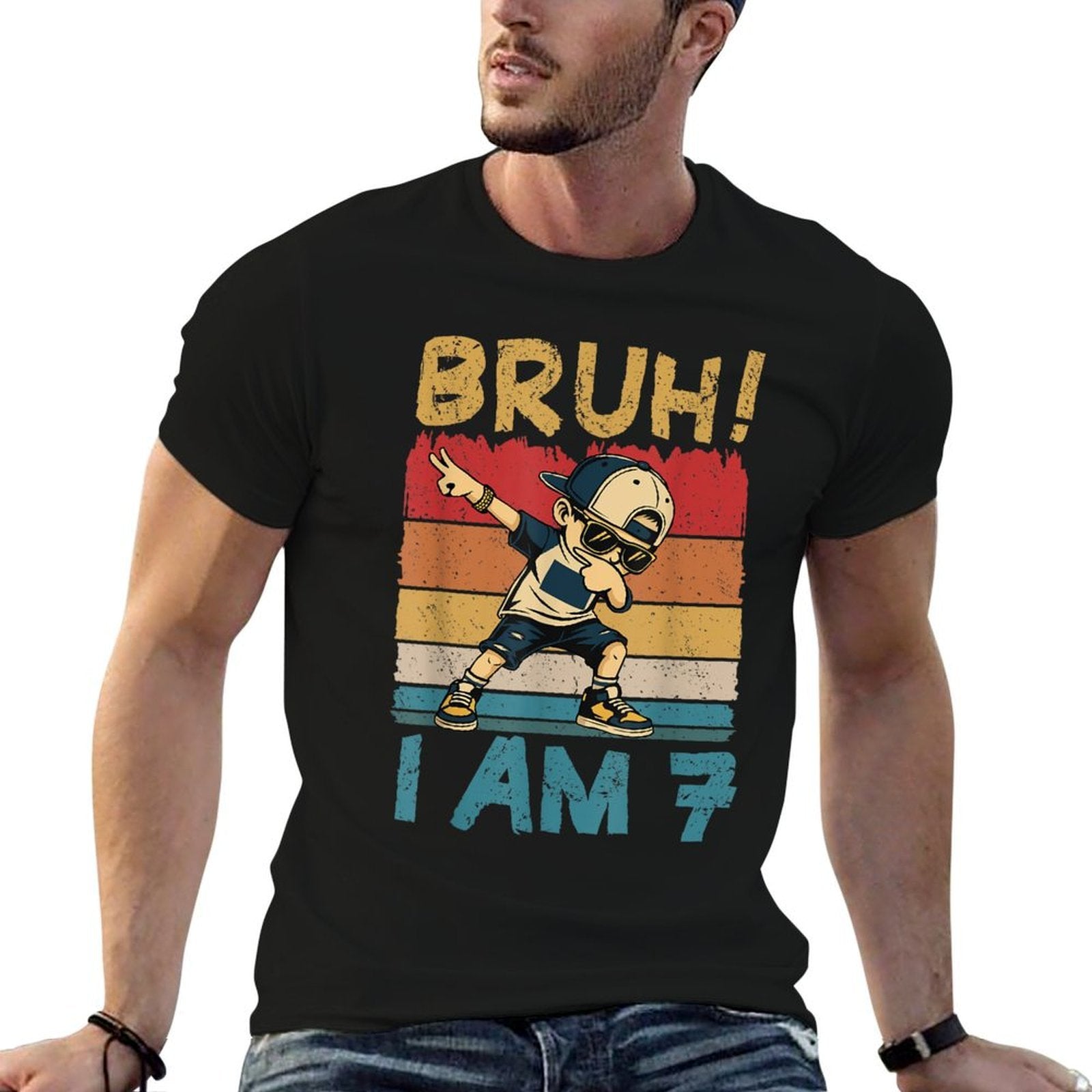 Bruh I'm 7 Seven 7th Birthday Dabbing 7 Years Old Boy Kids  Odor-resistant T-Shirt