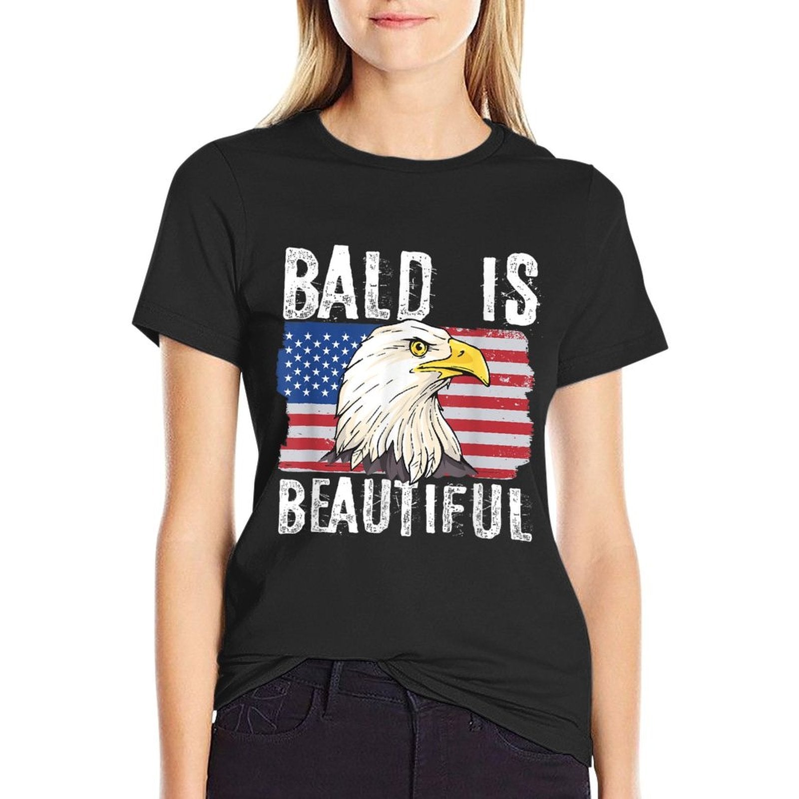Bald Is Beautiful 4th of July Independence Day Bald Eagle  Quick-drying T-Shirt