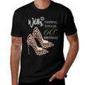 Womens Stepping Into My 60th Birthday Leopard Print Cheetah Heels  High-quality Stitching T-Shirt