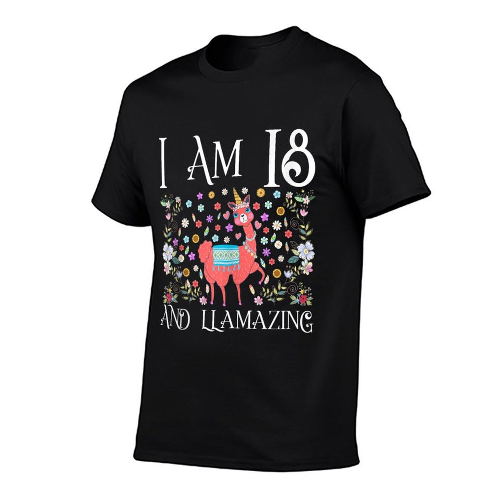 I Am 18 Years Old And Llamazing Llama Happy 18th Birthday  Wrinkle-resistant T-Shirt