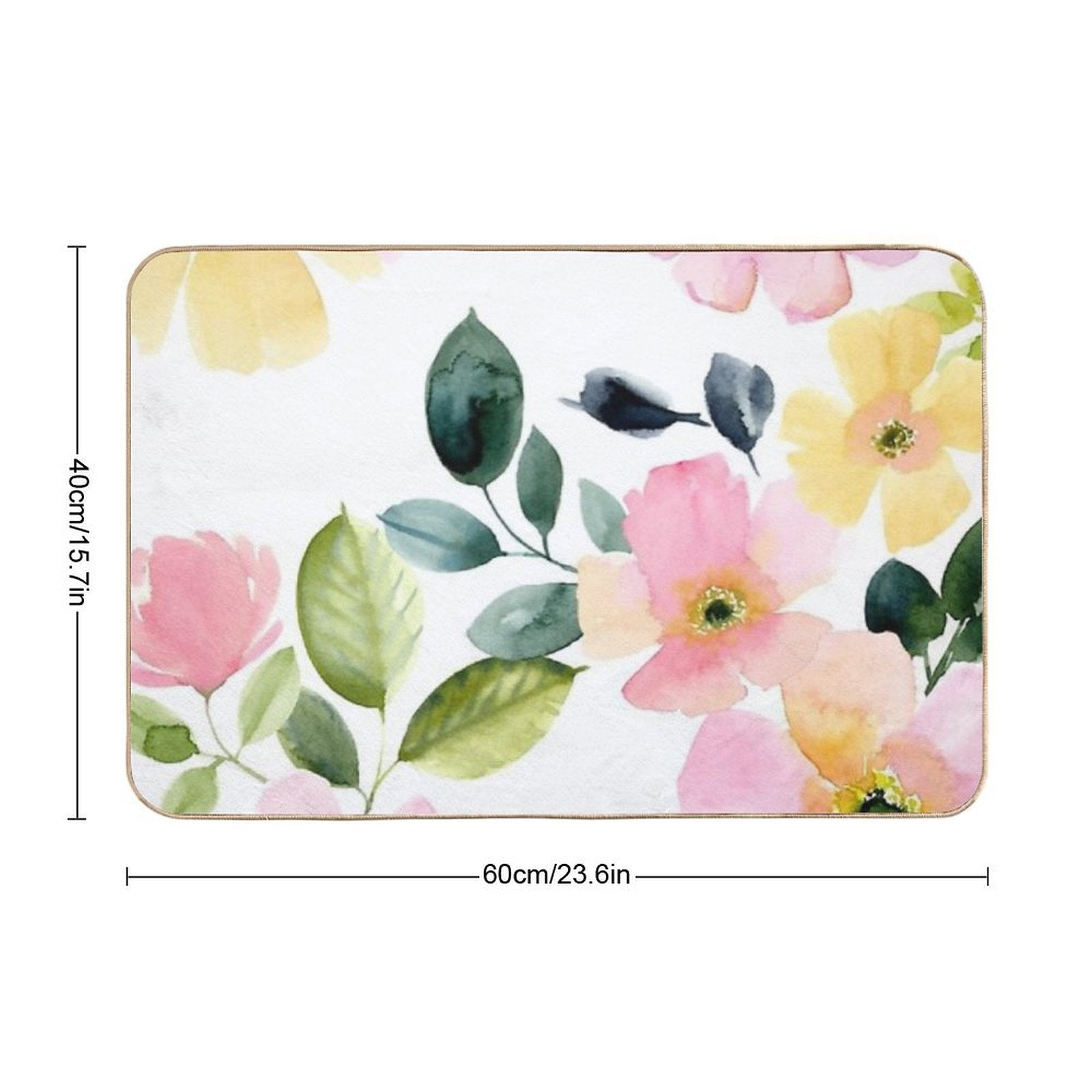 Floral Watercolor Prints  Easy Maintenance Bath Mat
