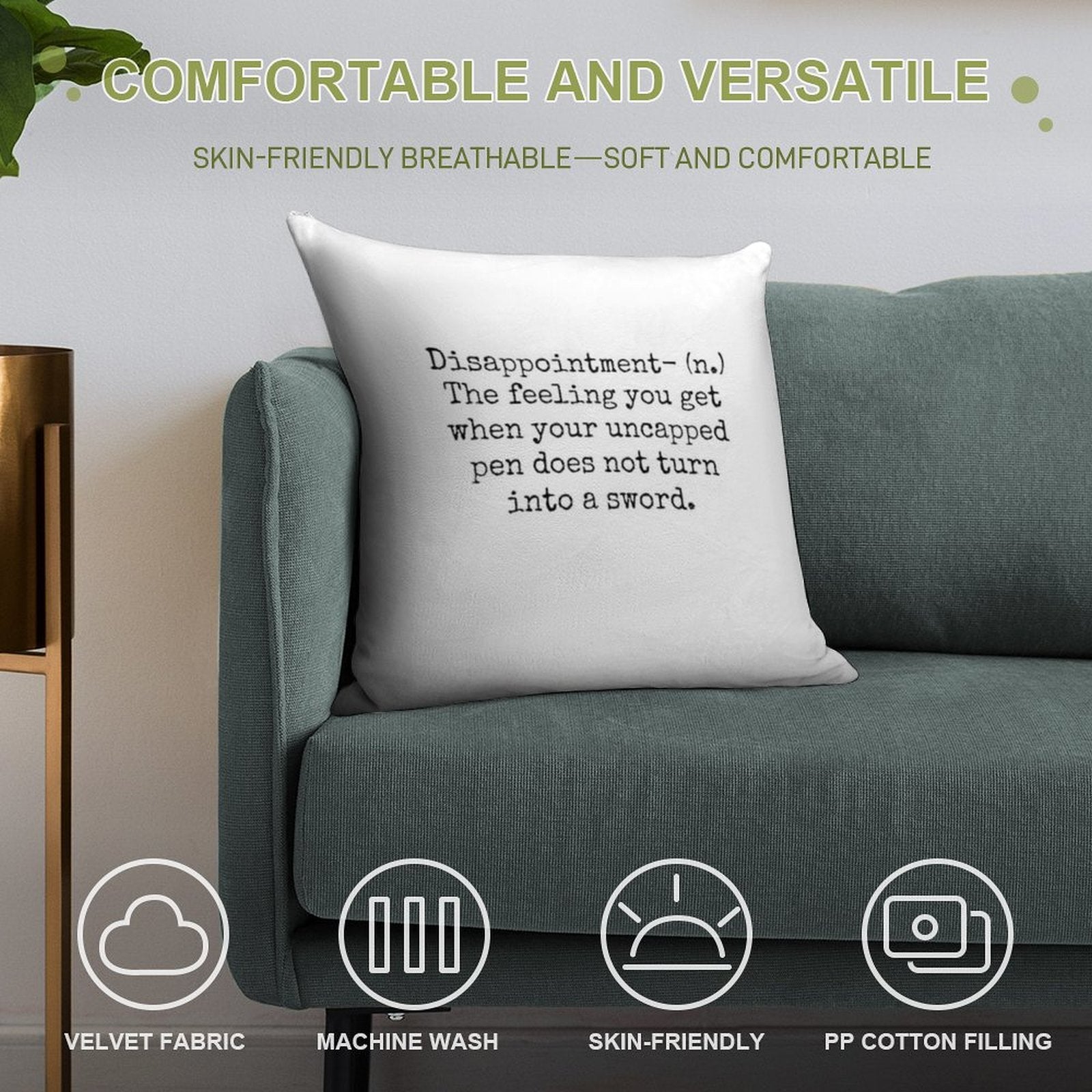 Percy Jackson Disappointment Soft Reinforced Edging Throw Pillow