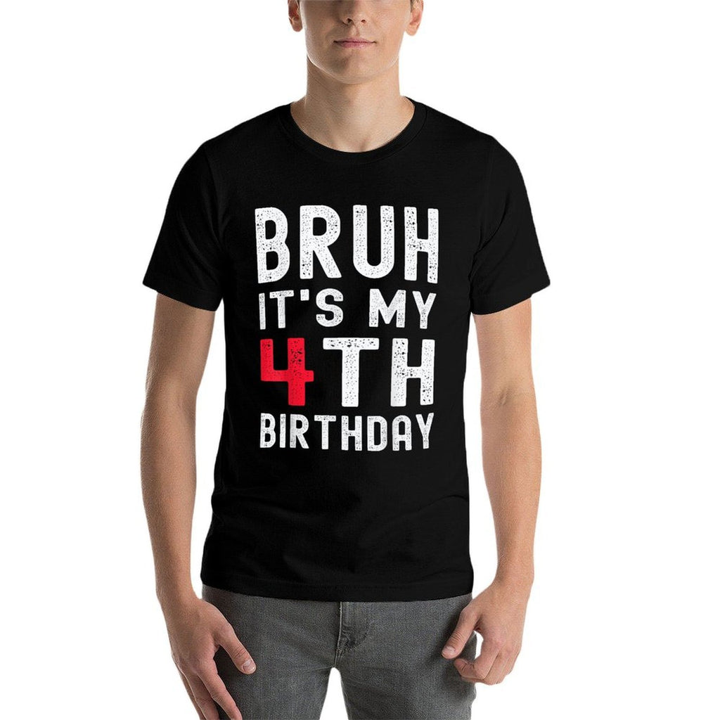 Bruh It's My 4th Birthday 4 Year Old Birthday Retro  Wrinkle-resistant T-Shirt