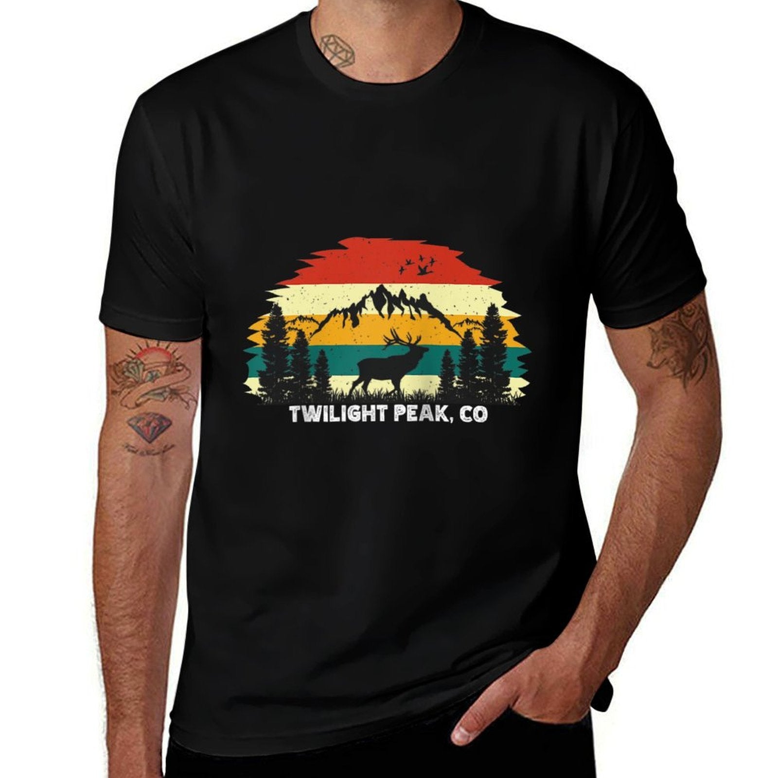 Twilight Peak, CO Mountain Hiking Nature Outdoor Camping Raglan Baseball  Fade-proof Color T-Shirt