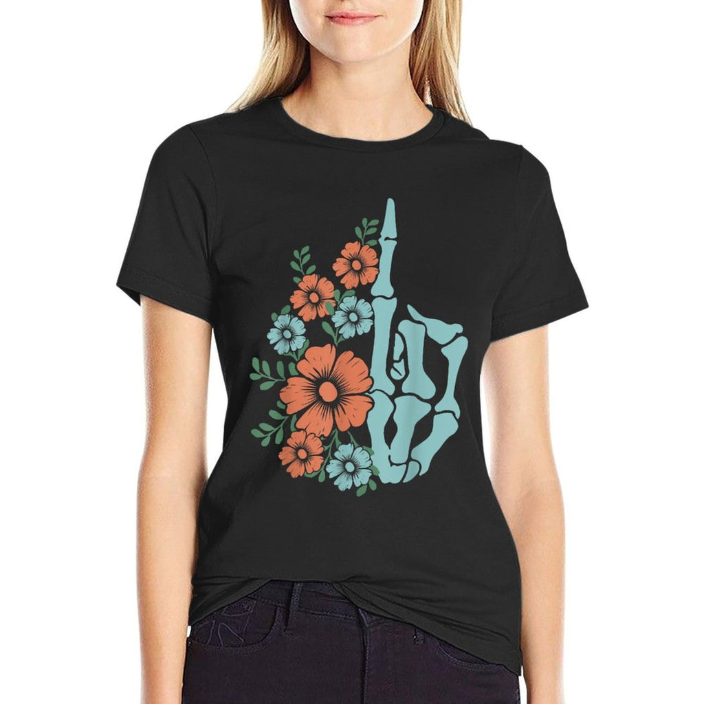 Skeleton Middle Finger Flowers  Vintage-inspired T-Shirt