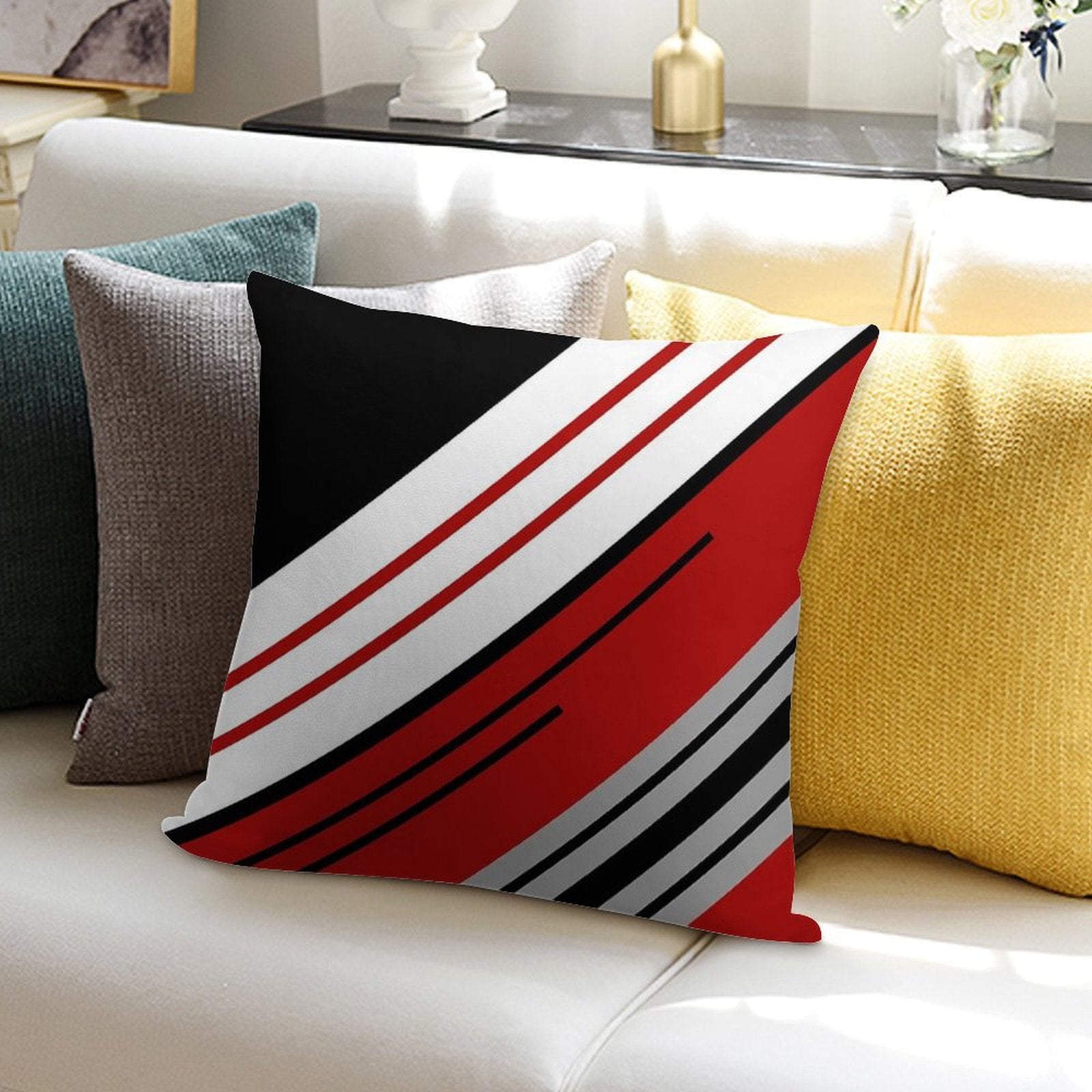 Diagonal Stripes Design Soft Easy Maintenance Throw Pillow