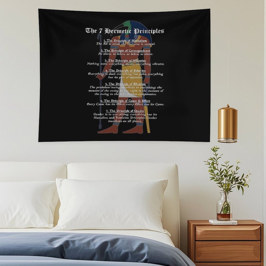 The 7 Hermetic Principles - Greek And Egyptian Philosophy (Thoth) Tapestry