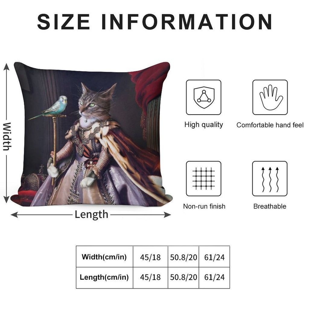 Cat And Budgie Portrait -  Big Cat And Cyril Soft Easy Maintenance Throw Pillow
