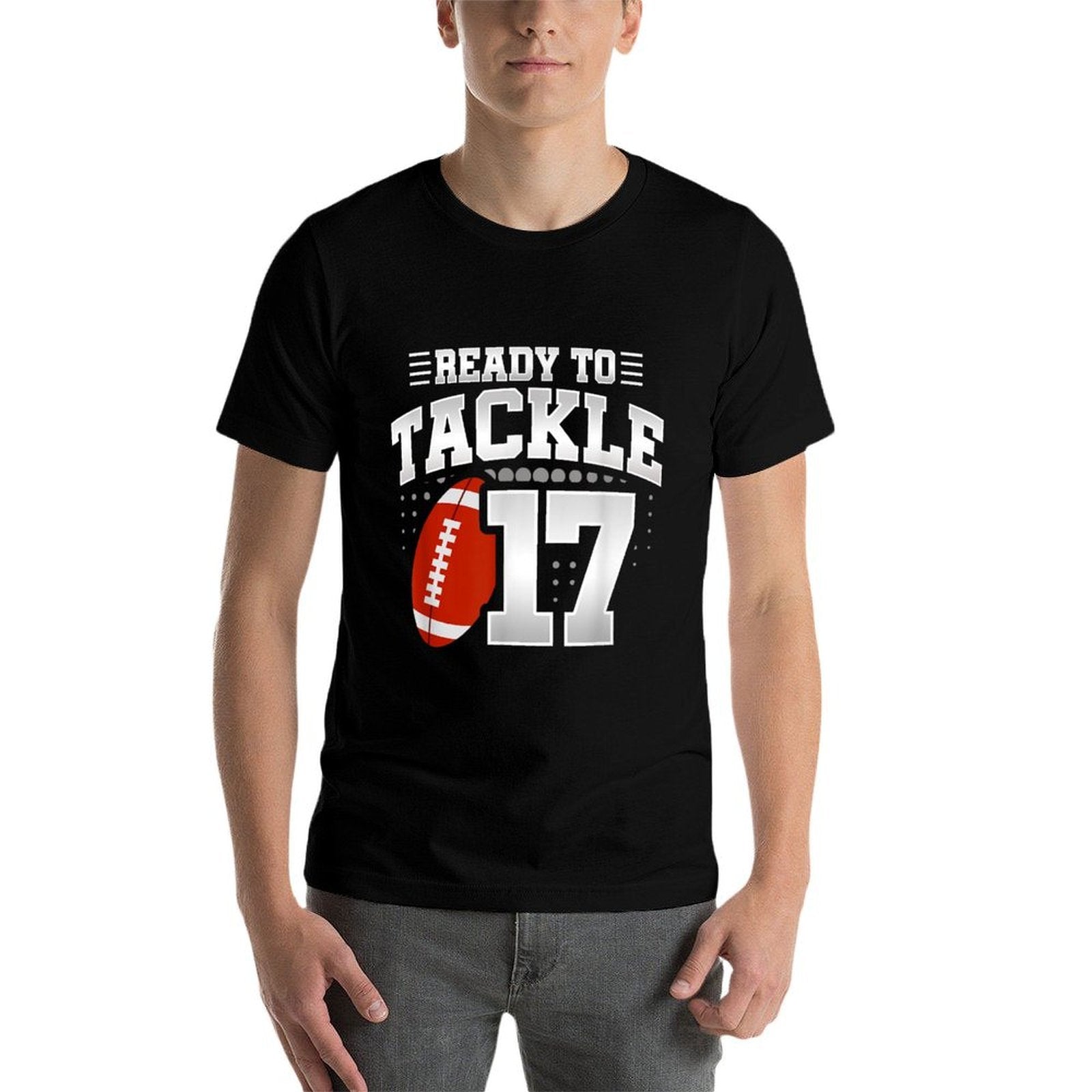 17th Birthday - Football Birthday Party - 17th Birthday  Heathered Texture T-Shirt