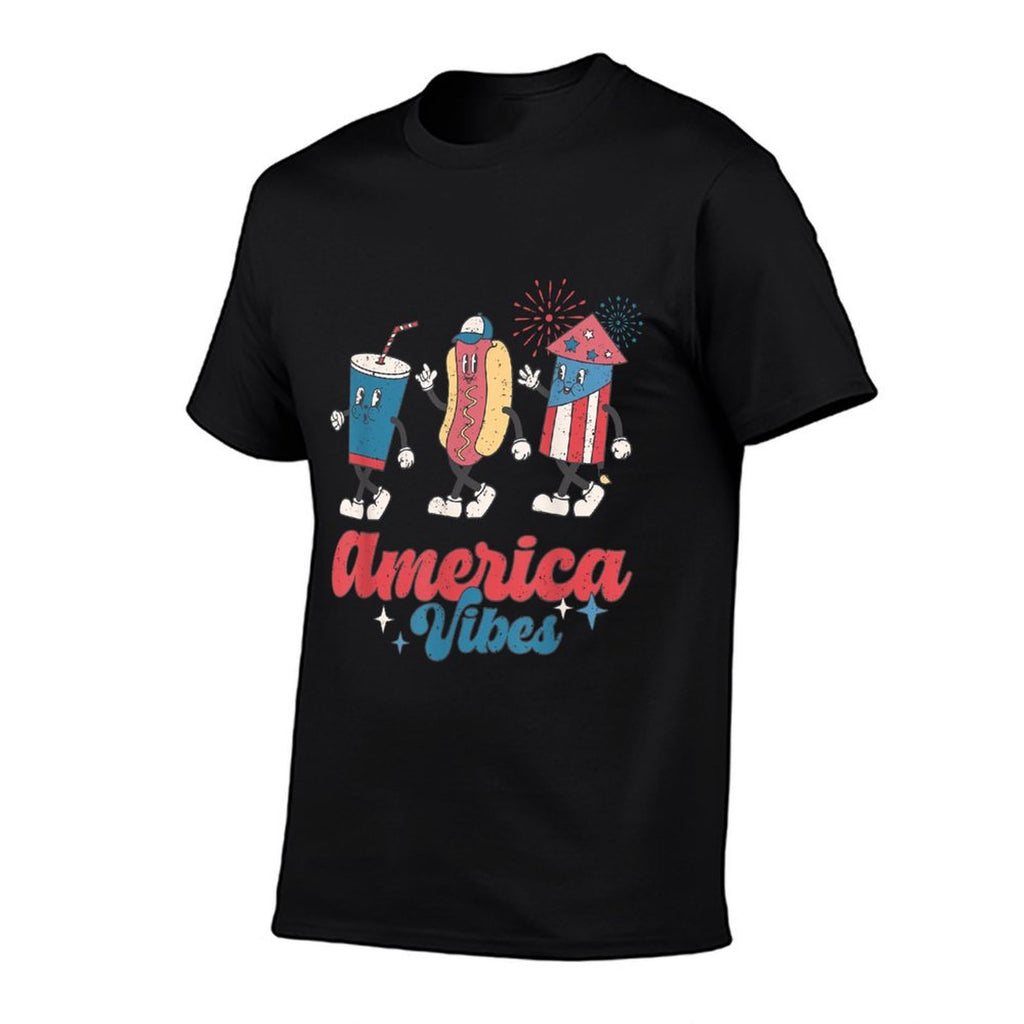 America Vibes, Retro Groovy American, Funny 4th of July  Soft T-Shirt