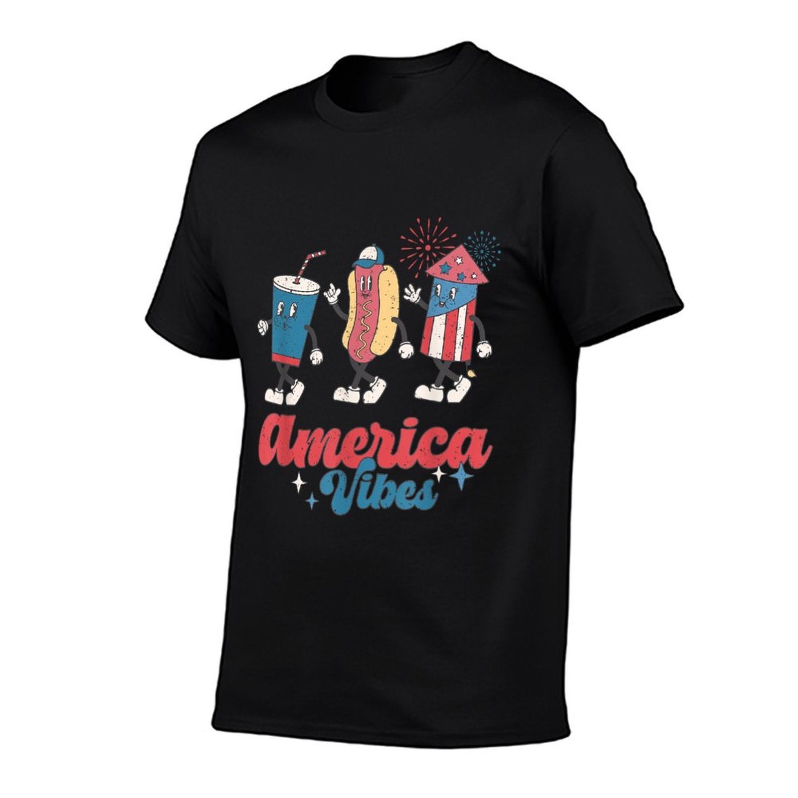 America Vibes, Retro Groovy American, Funny 4th of July  Soft T-Shirt