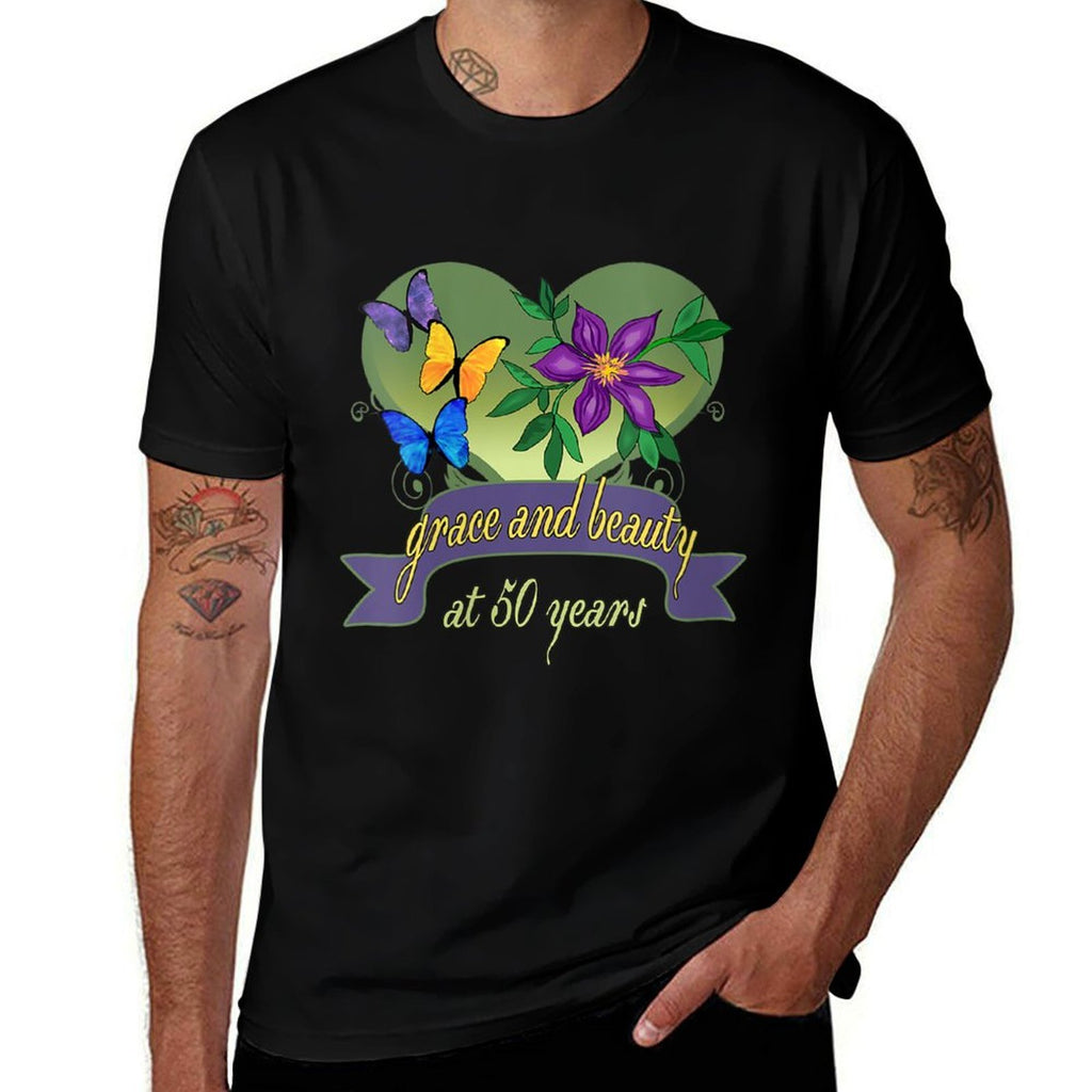Womens 50th Birthday Grace And Beauty - Happy 50th Birthday  Odor-resistant T-Shirt
