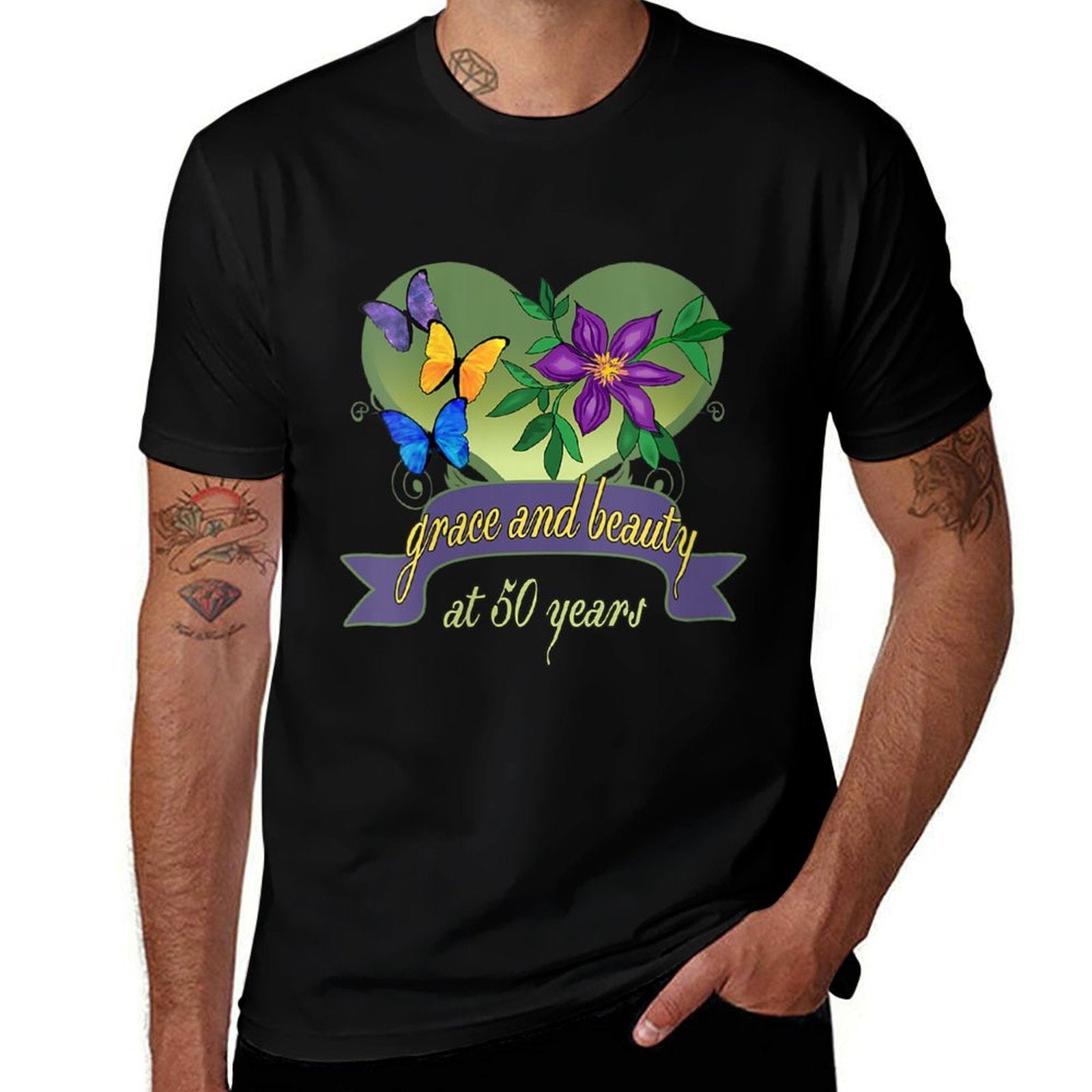 Womens 50th Birthday Grace And Beauty - Happy 50th Birthday  Odor-resistant T-Shirt