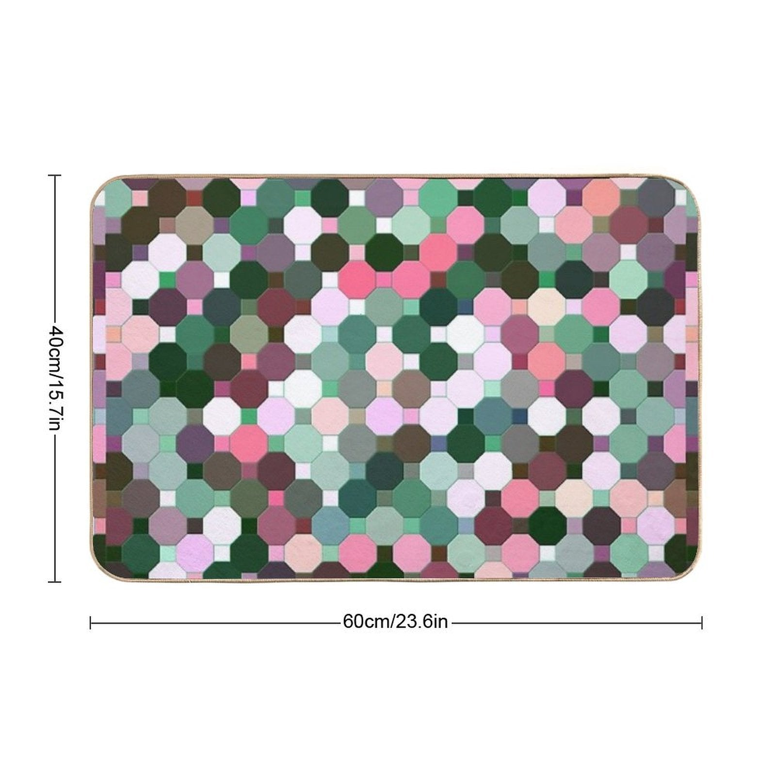 Abstract Green, Pink, Purple And White Octagons  Rapid-Drying Bath Mat