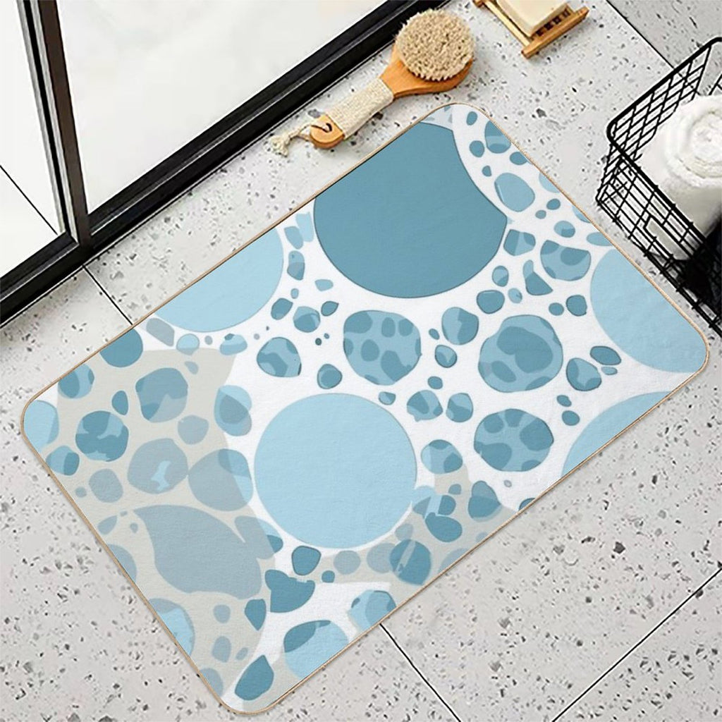 Blue And White Circular Spotted Illustration  High-Traffic Bath Mat