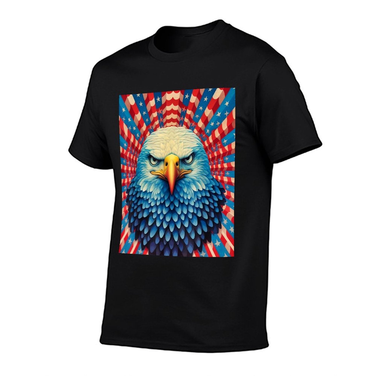 USA America Fourth of July Op Art Bald Eagle July 4th  High-quality Stitching T-Shirt