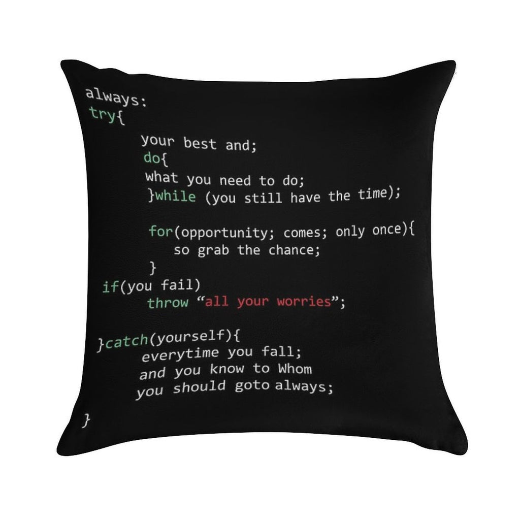 Geek Coder Soft Washable Throw Pillow