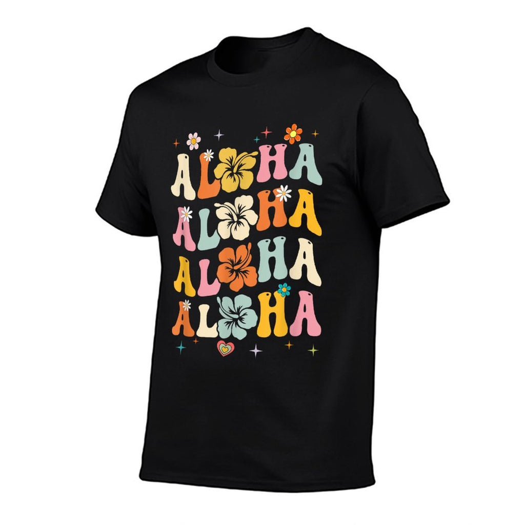 Aloha Women Hawaii Family Vacation Trip Girls Summer Groovy  Tagless Design T-Shirt