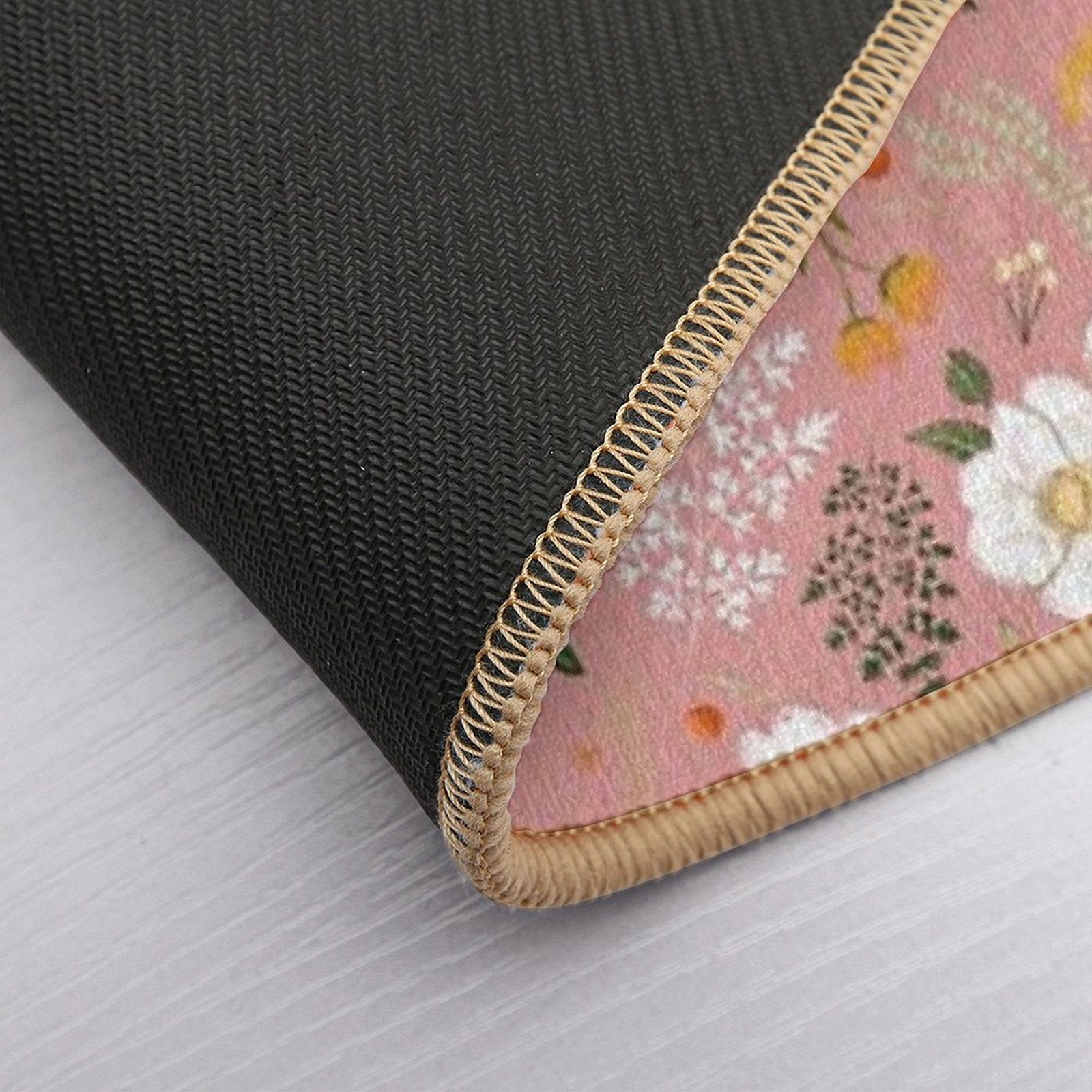 Garden Florals on Soft Pink.  Dirt-Trapping Bath Mat