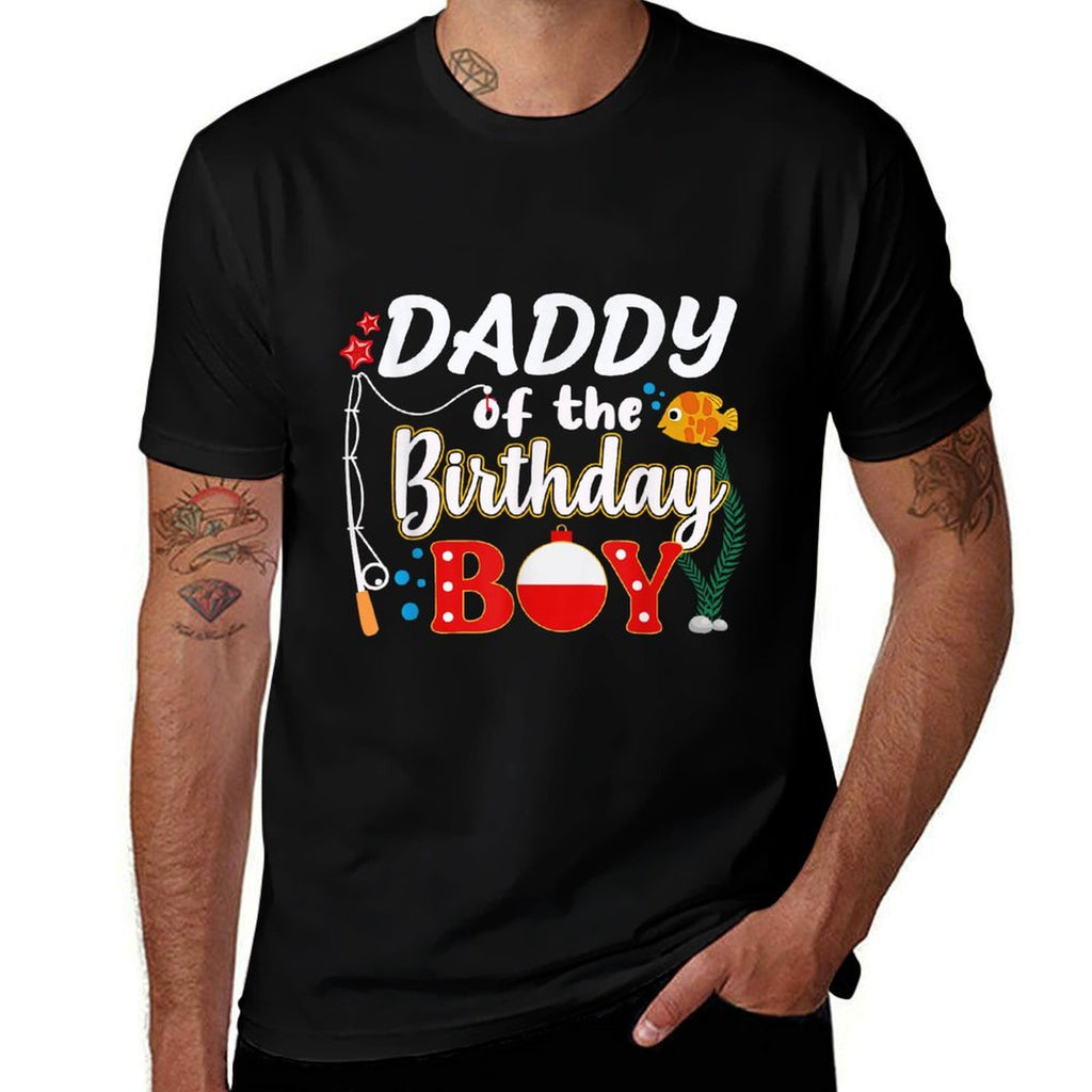 Daddy of The Birthday Boy Fishing Family Matching Bday Party  Heathered Texture T-Shirt