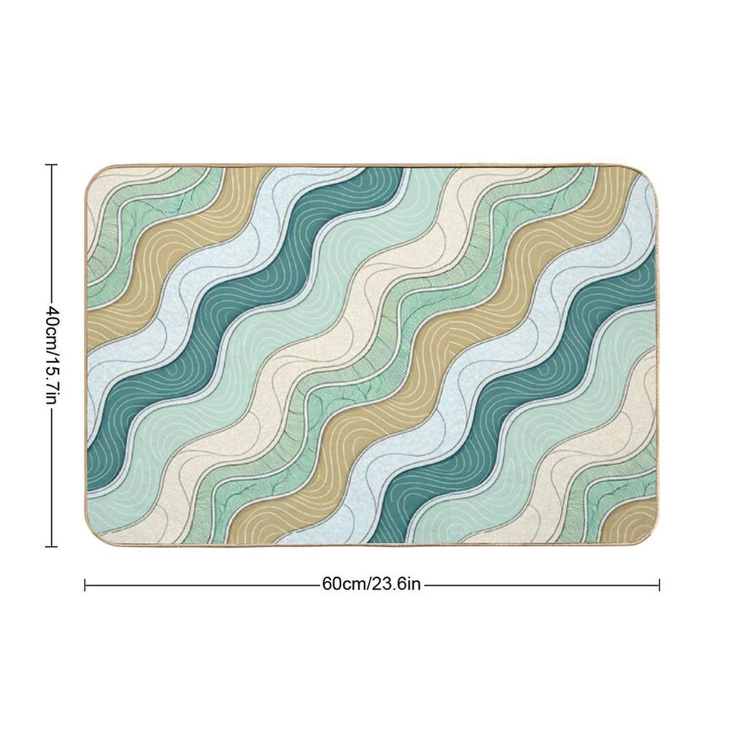 Beach Wave Pattern  Fade-Resistant Bath Mat