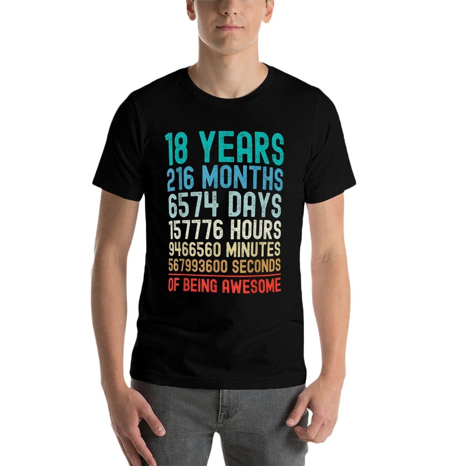 18 Years 216 Months Of Being Awesome Happy 18th Birthday  Polyester Blend T-Shirt