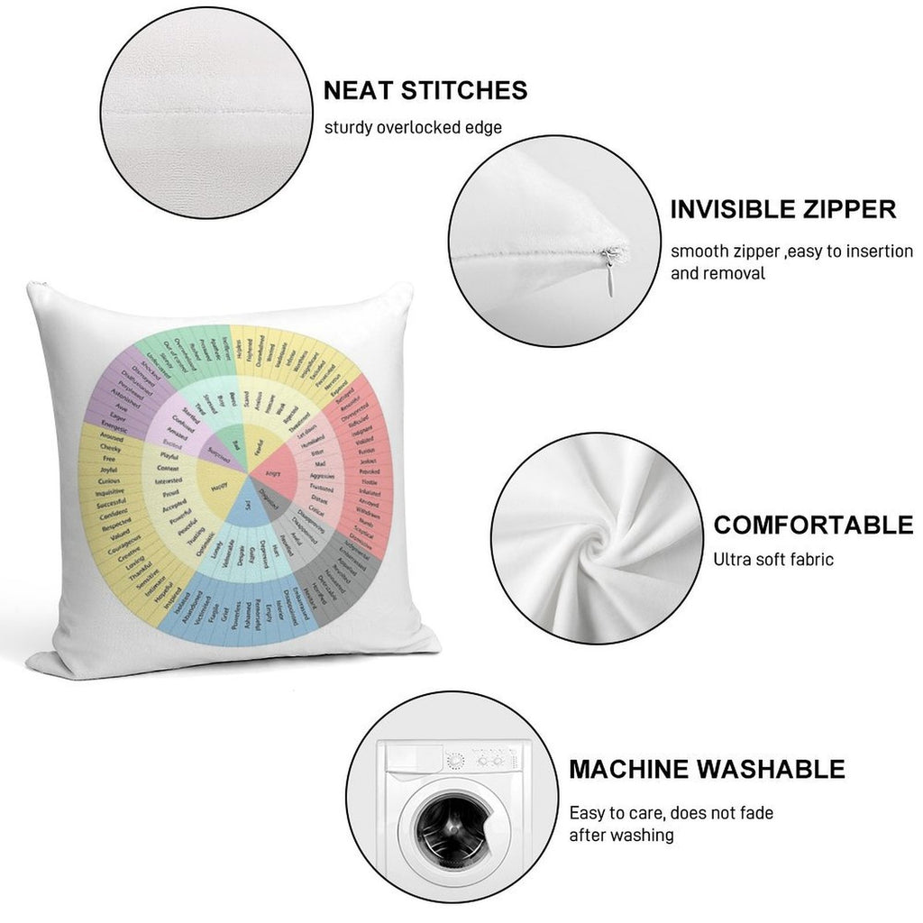 Wheel Of Emotions Soft High-Density Material Throw Pillow