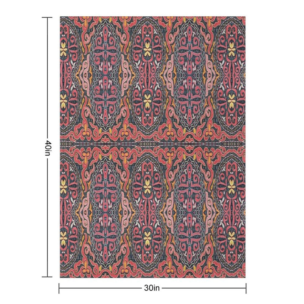 Red And Yellow Design Textile Art Premium Throw Blanket