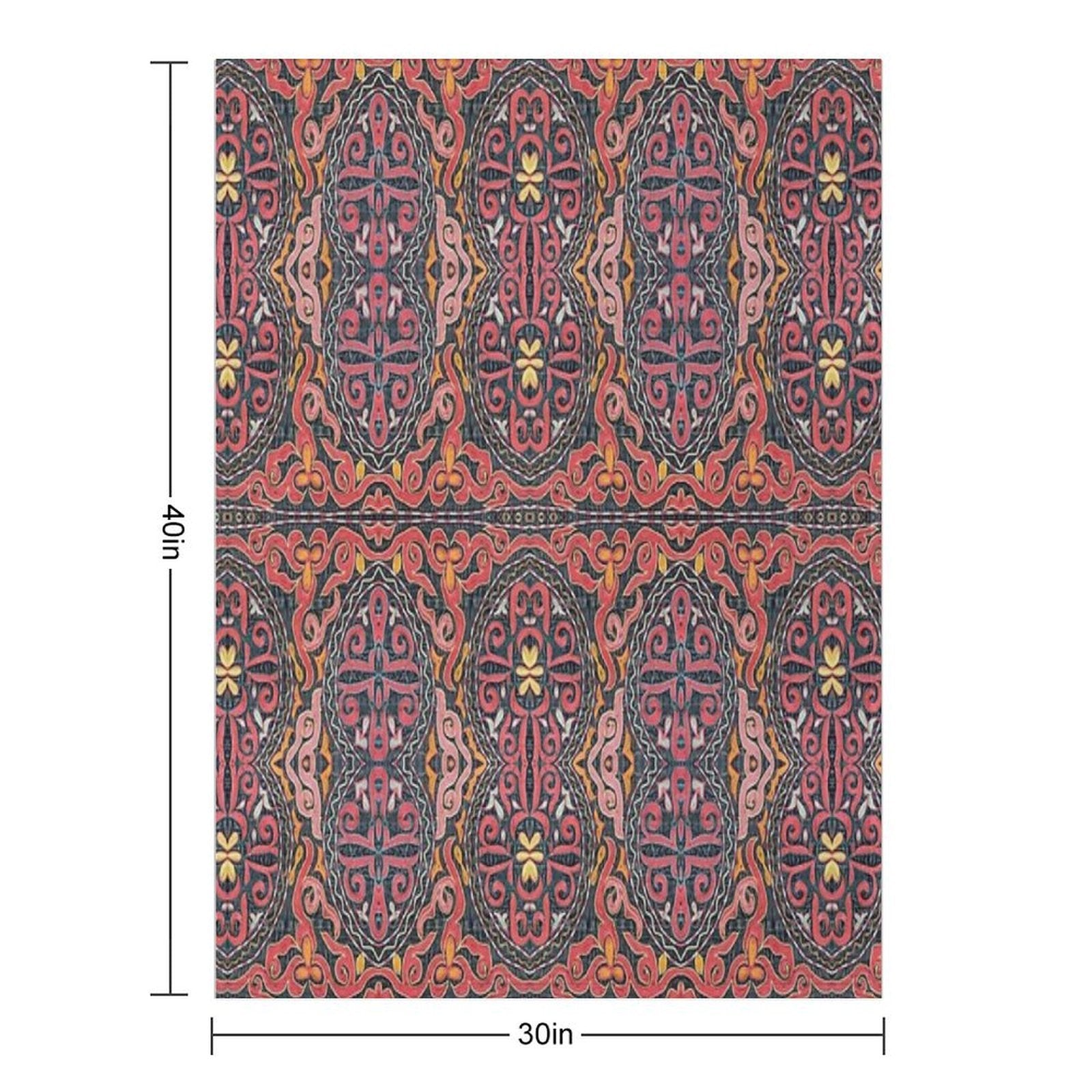 Red And Yellow Design Textile Art Premium Throw Blanket
