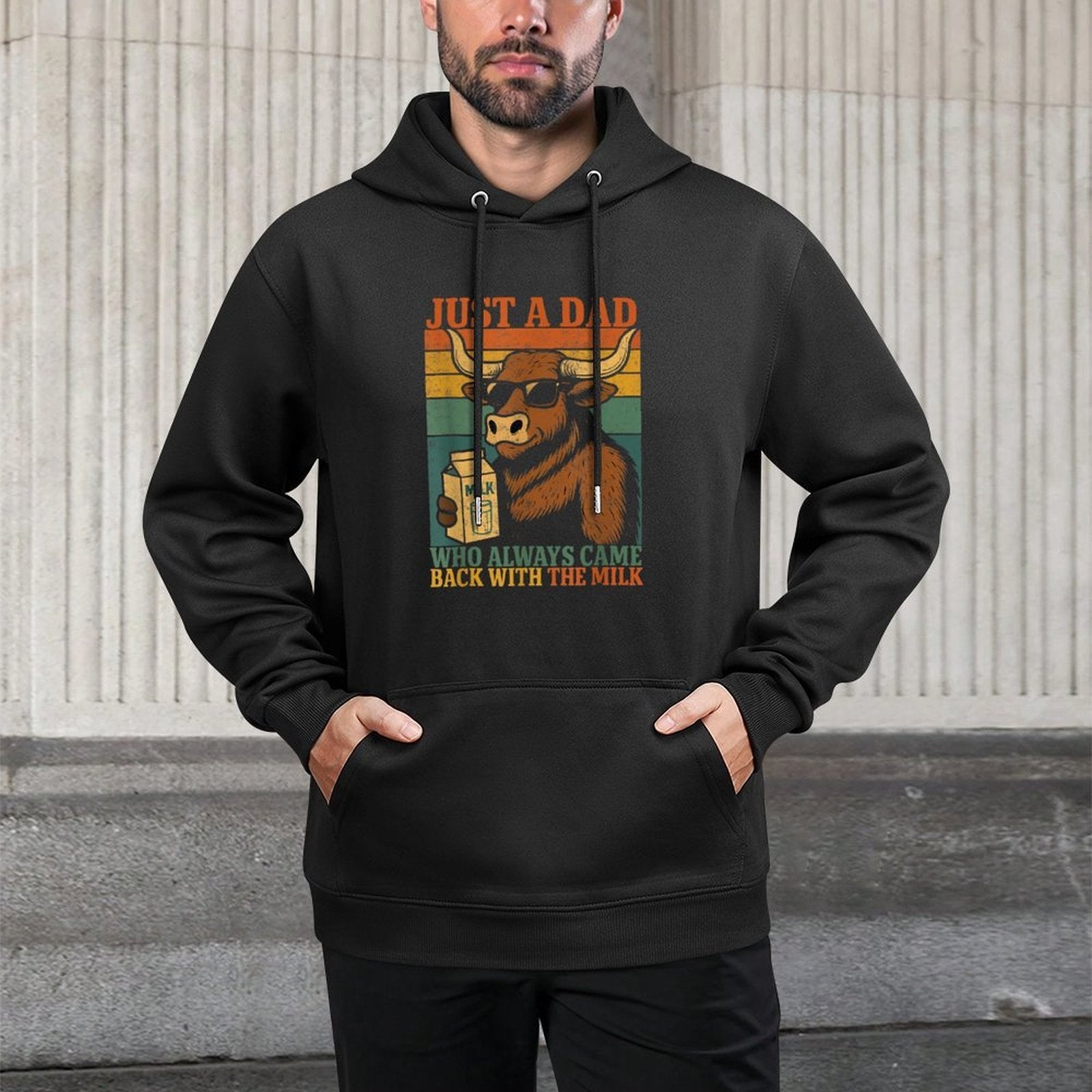 Just A Dad Who Always Came Back With The Milk Funny Dad Shape Retention Hoodie