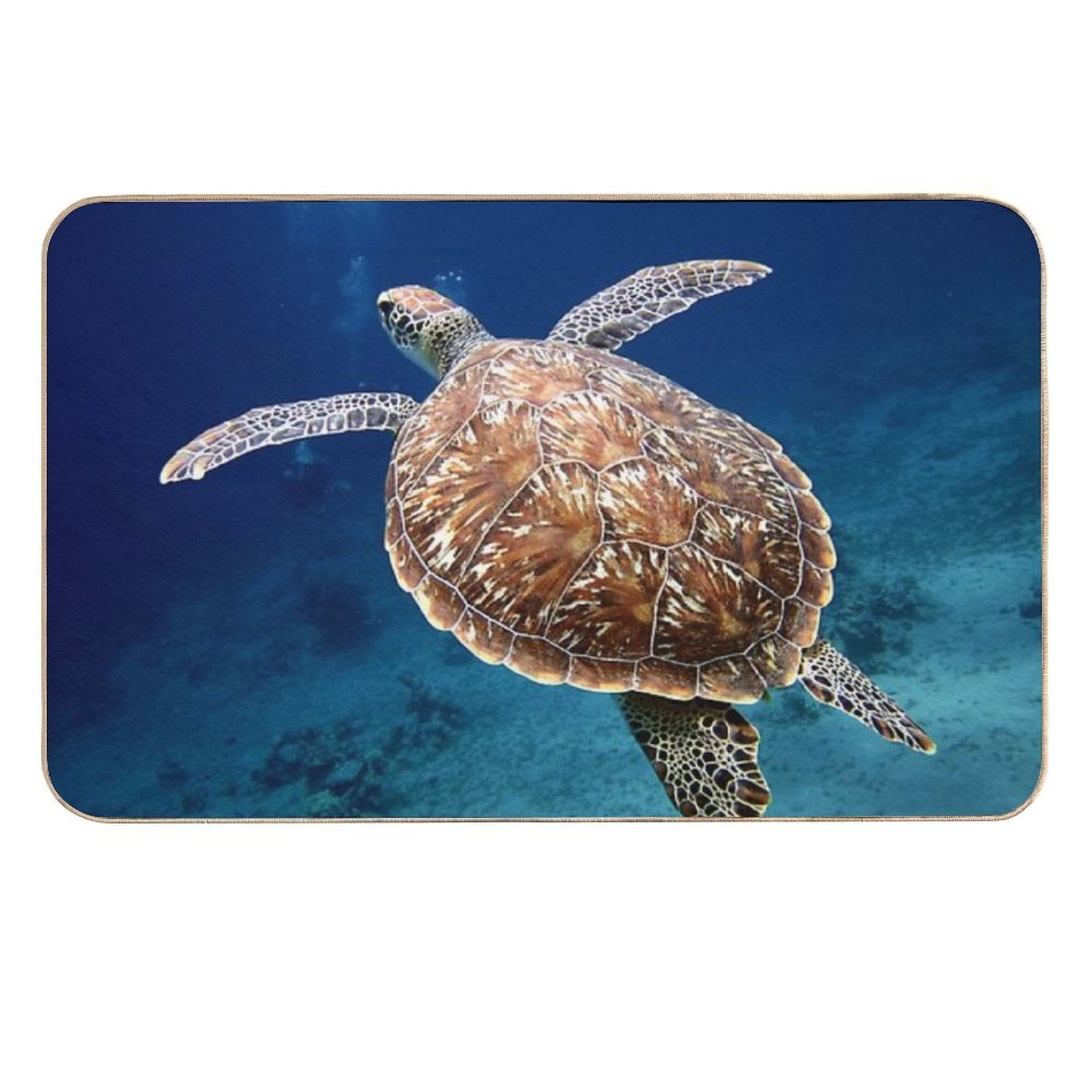 Blue Ocean Sea Turtle - Summer Sea Swimming  Turtle  Easy Maintenance Bath Mat