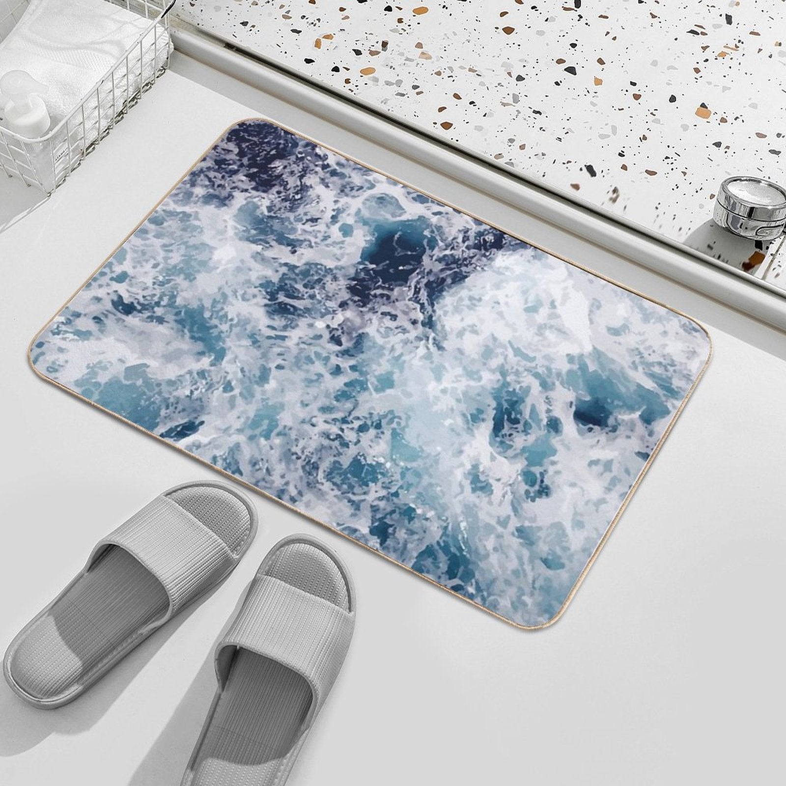 Ocean Beach Bathmat for Shower  Odorless Bath Mat