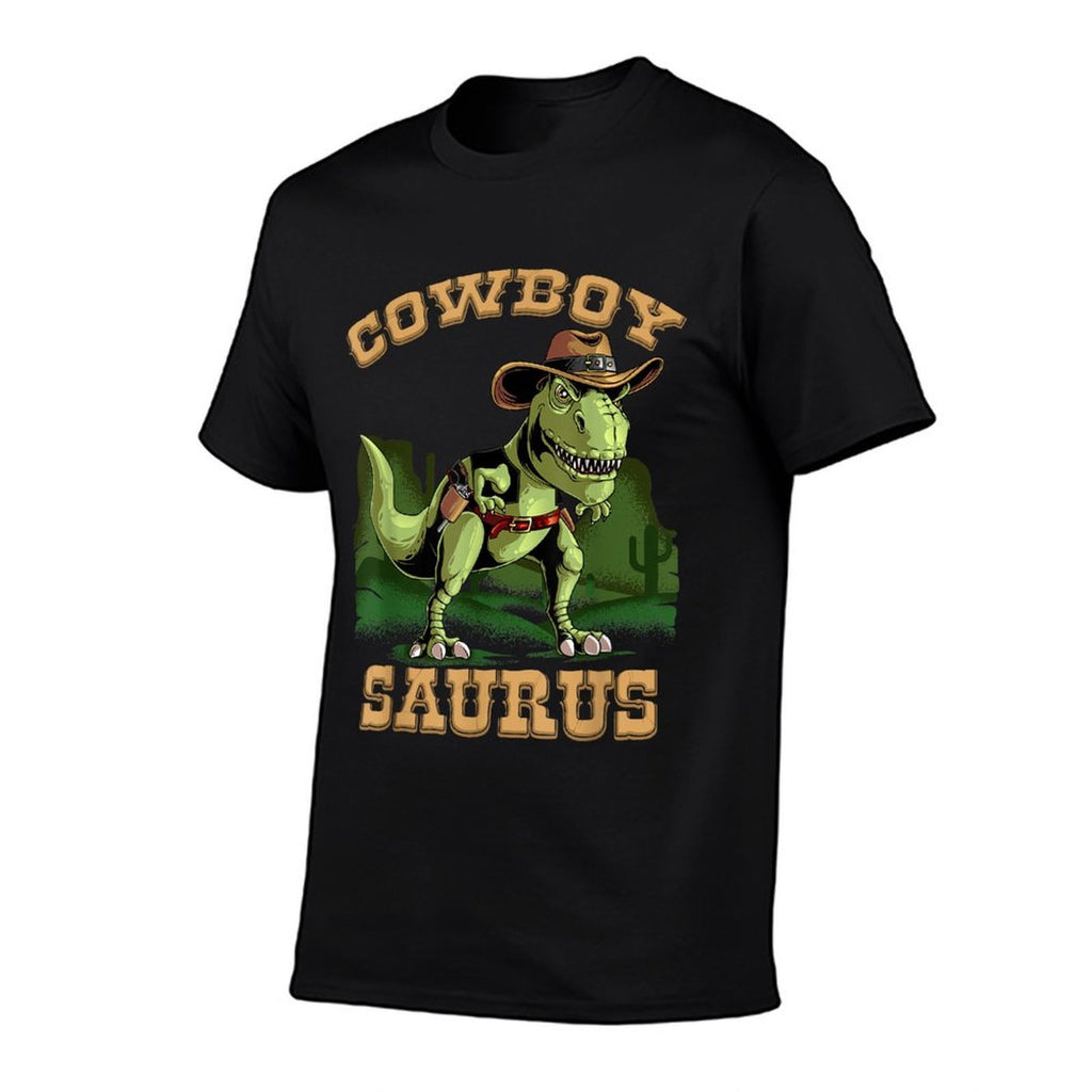 Cool Cowboy Saurus  Funny Western Rodeo Dinosaur Lover Gift  Ribbed Collar T-Shirt