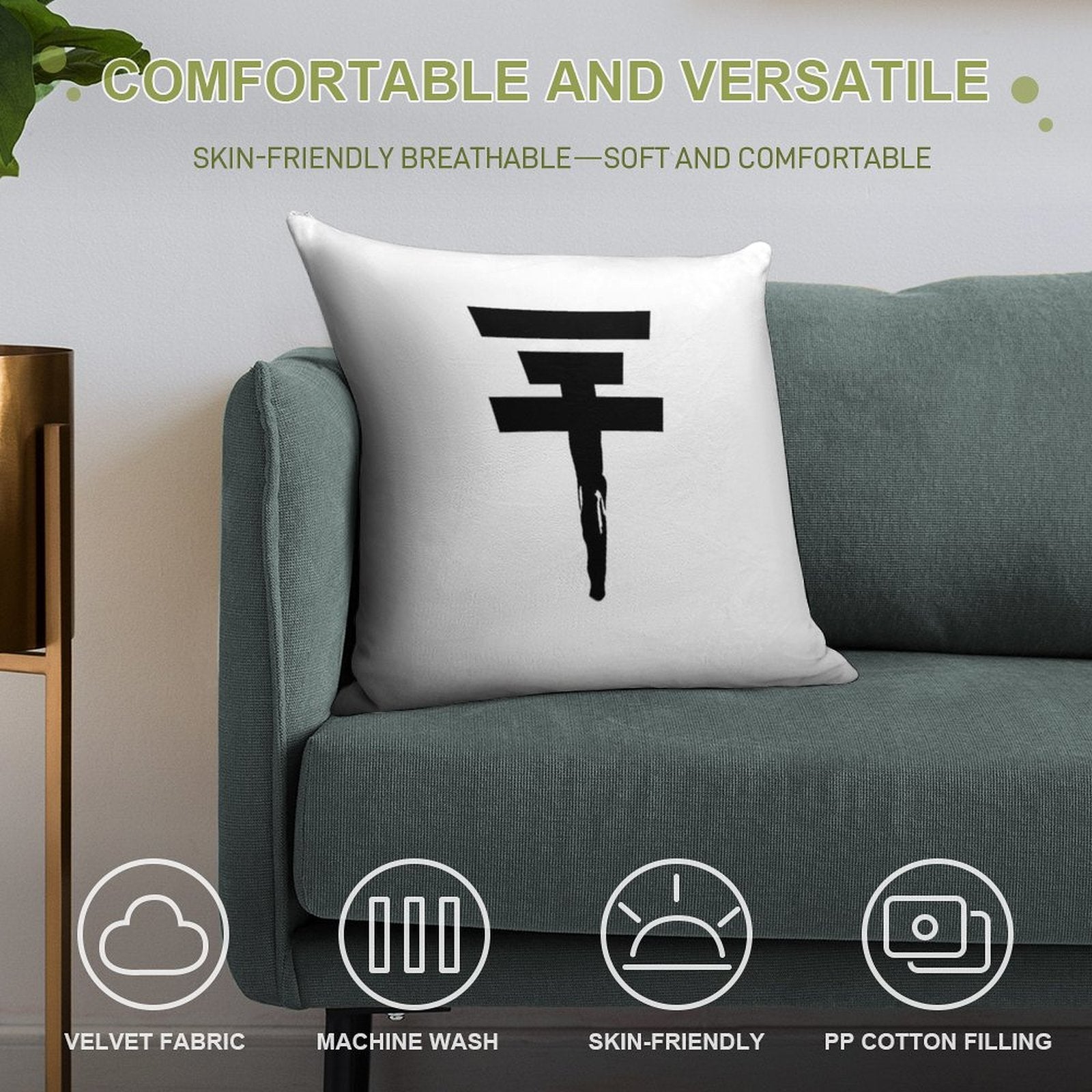 Tokio Hotel Logo (black, Once) Soft Ultra-Soft Texture Throw Pillow
