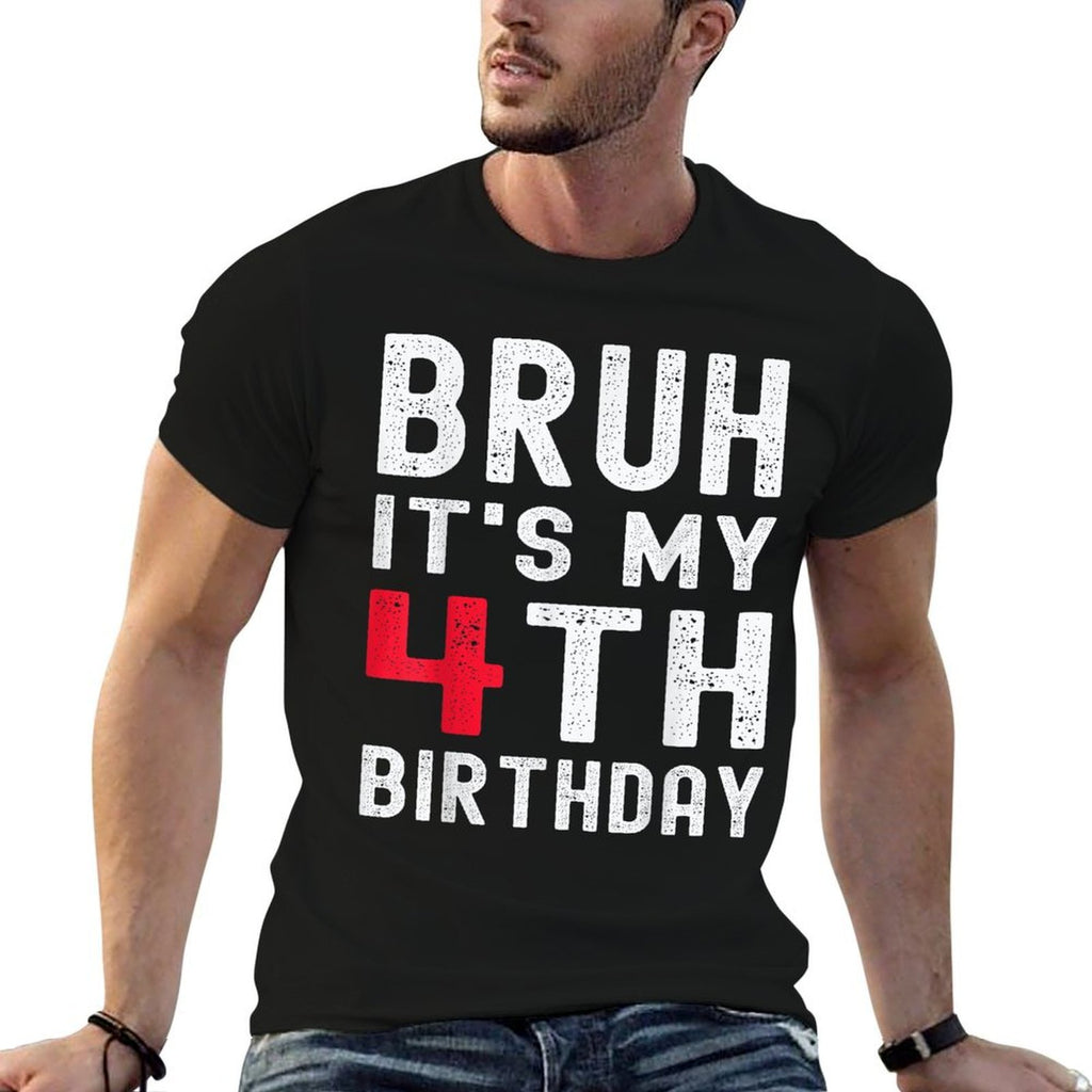 Bruh It's My 4th Birthday 4 Year Old Birthday Retro  Wrinkle-resistant T-Shirt