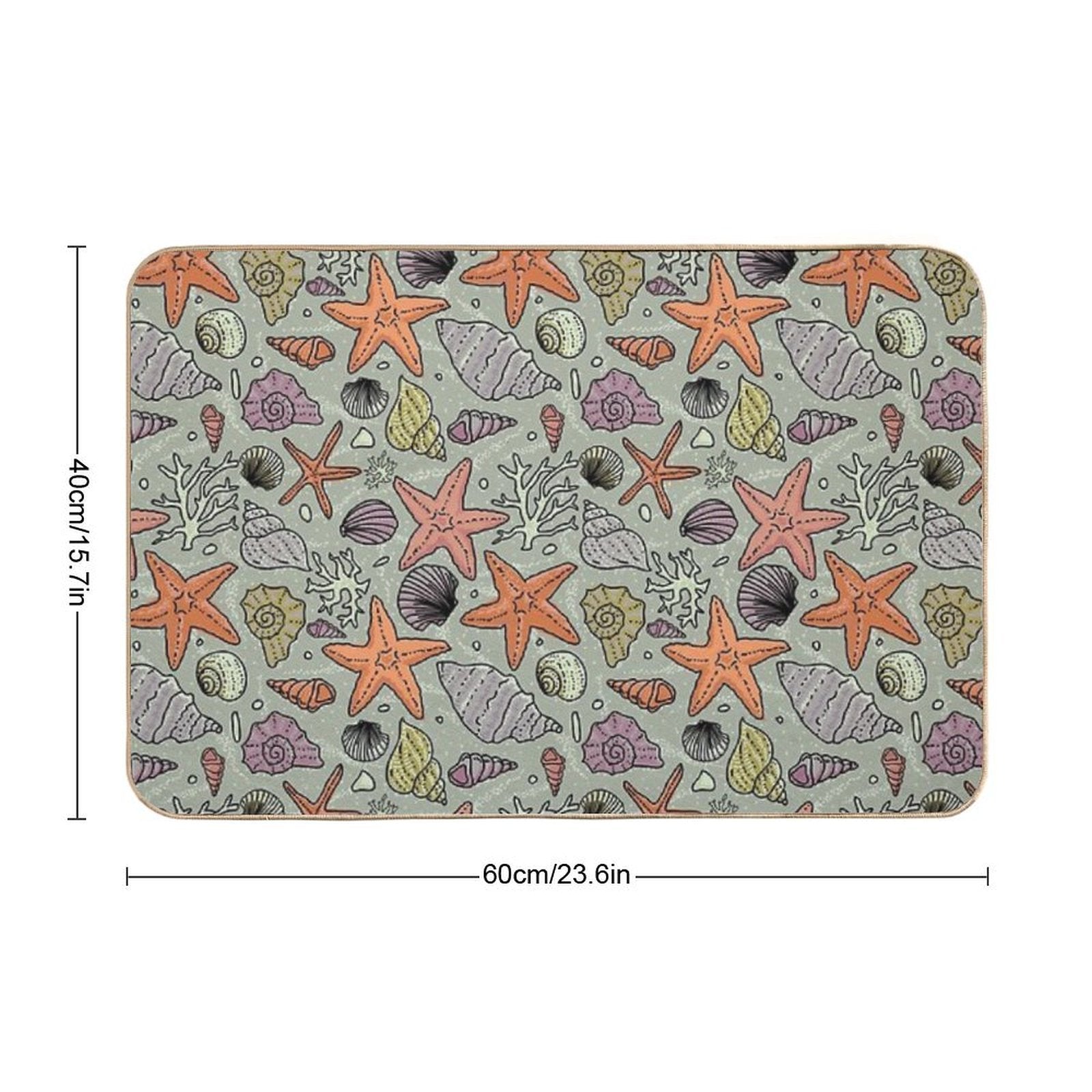Seashells And Starfish in The Sea Pattern  Fade-Resistant Bath Mat
