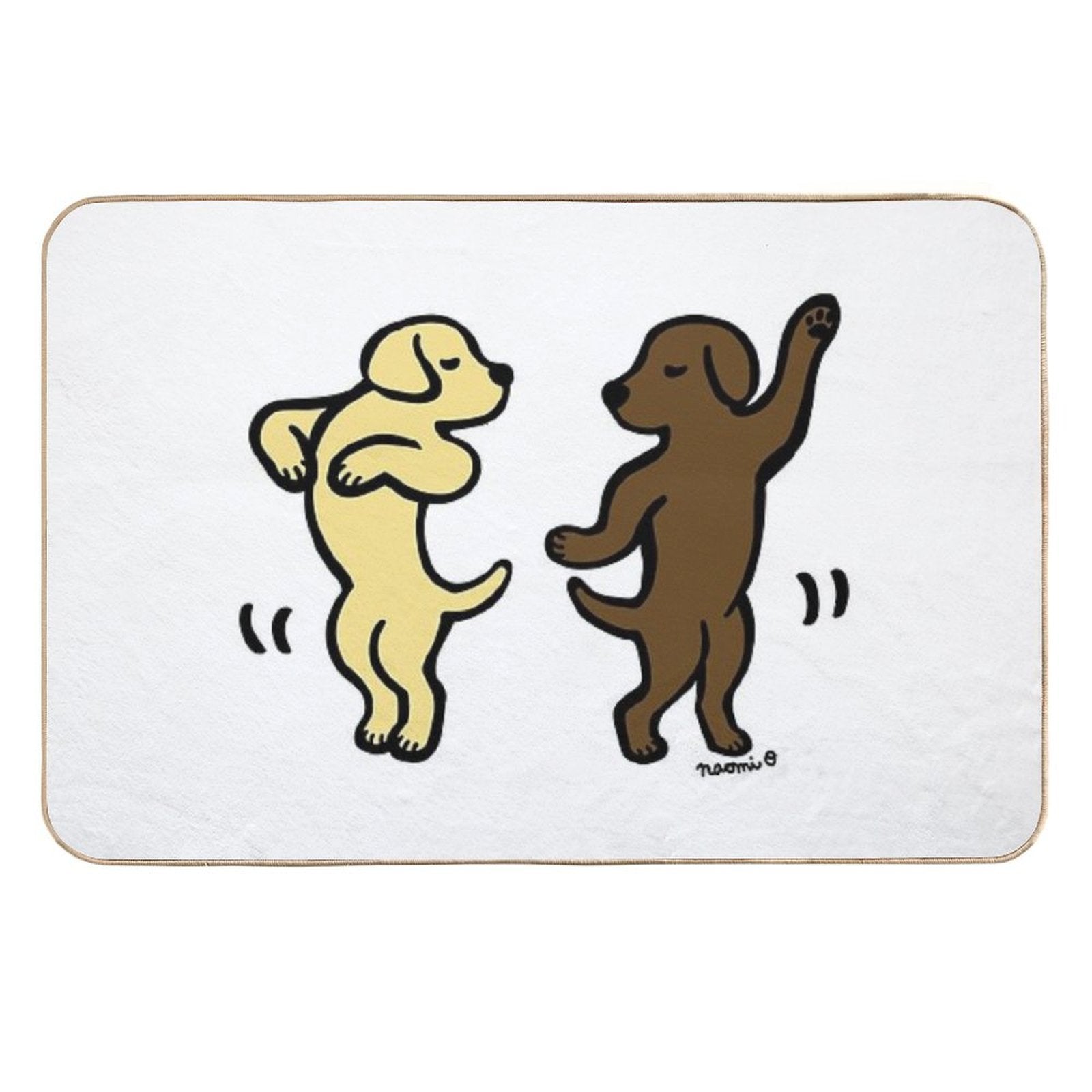 Dancing Yellow And Chocolate Labradors  Repositionable Bath Mat