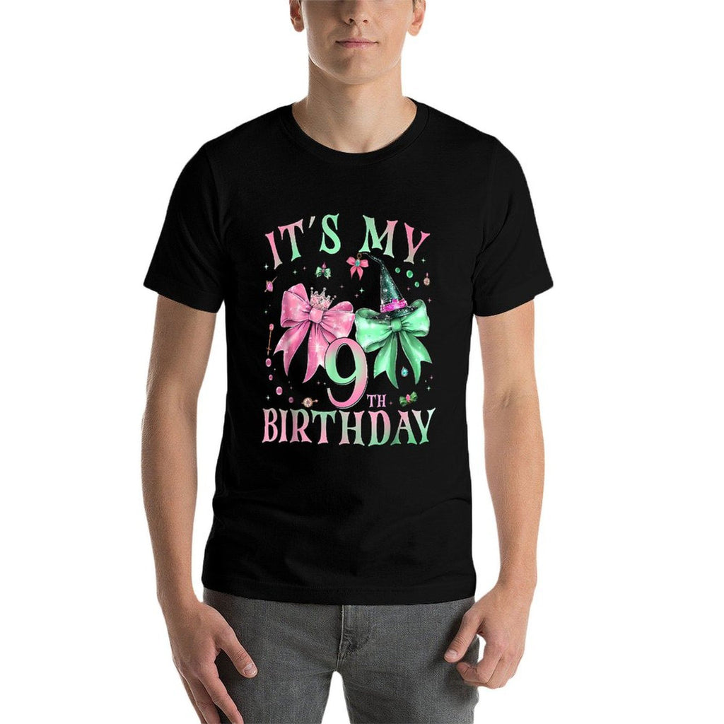 It's My 9th Birthday Witch Pink And Green 9 Year Old  Tagless Design T-Shirt