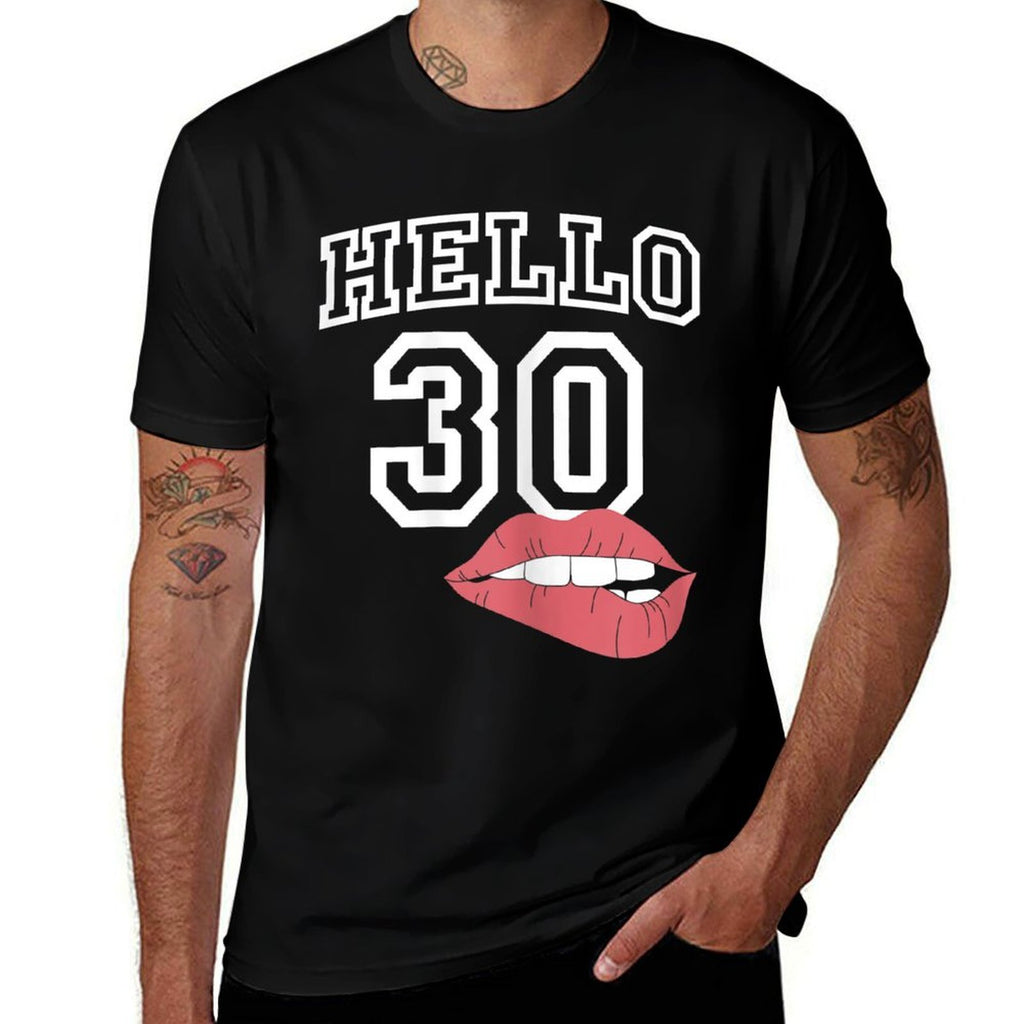 Womens Hello 30 with Lips 30th Birthday  Slim-fit Cut T-Shirt