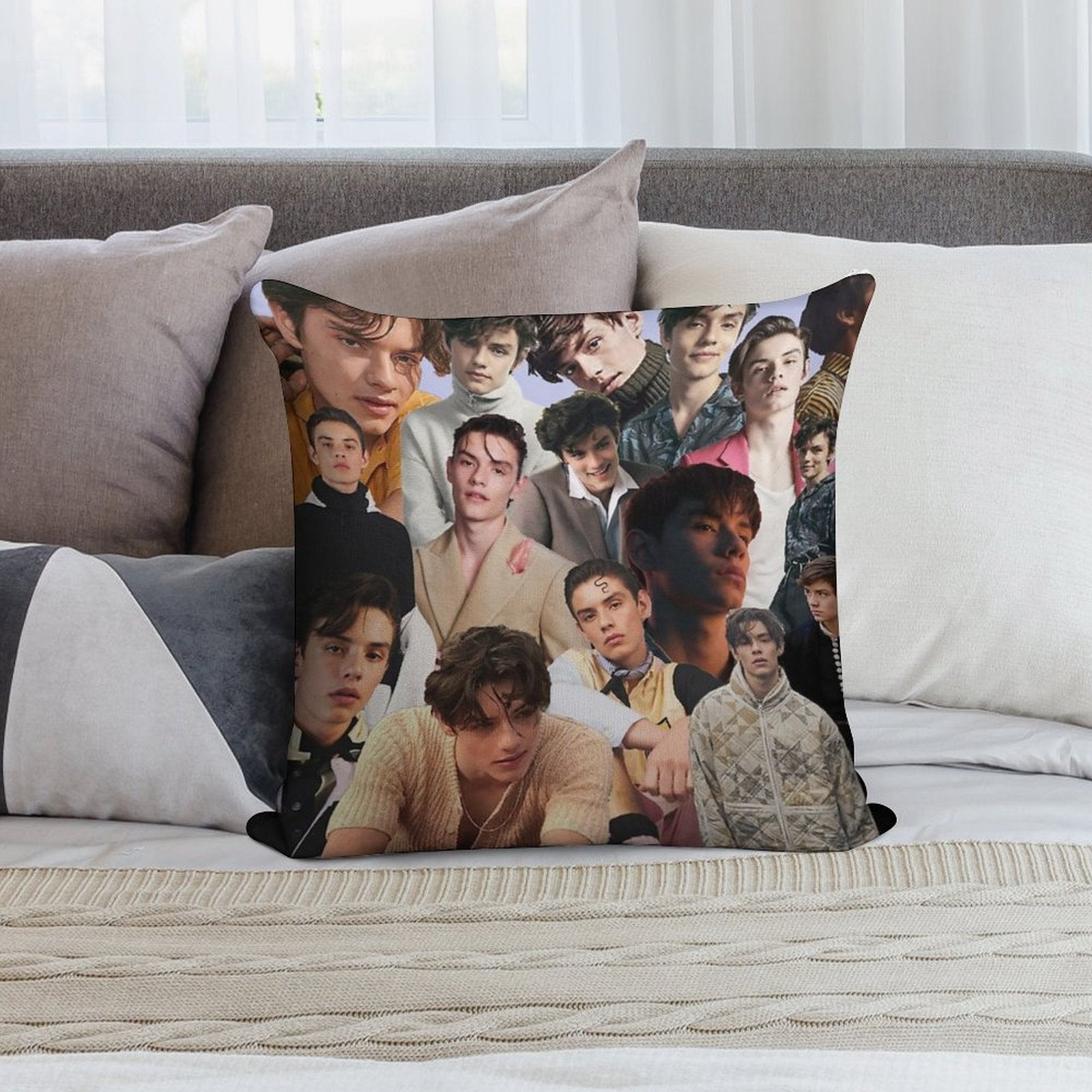 Louis Partridge Collage Soft Luxury Feel Throw Pillow