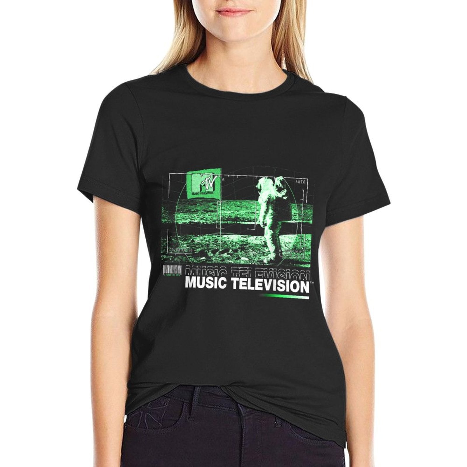MTV Music Television Moon Man Night Vision  Slim-fit Cut T-Shirt