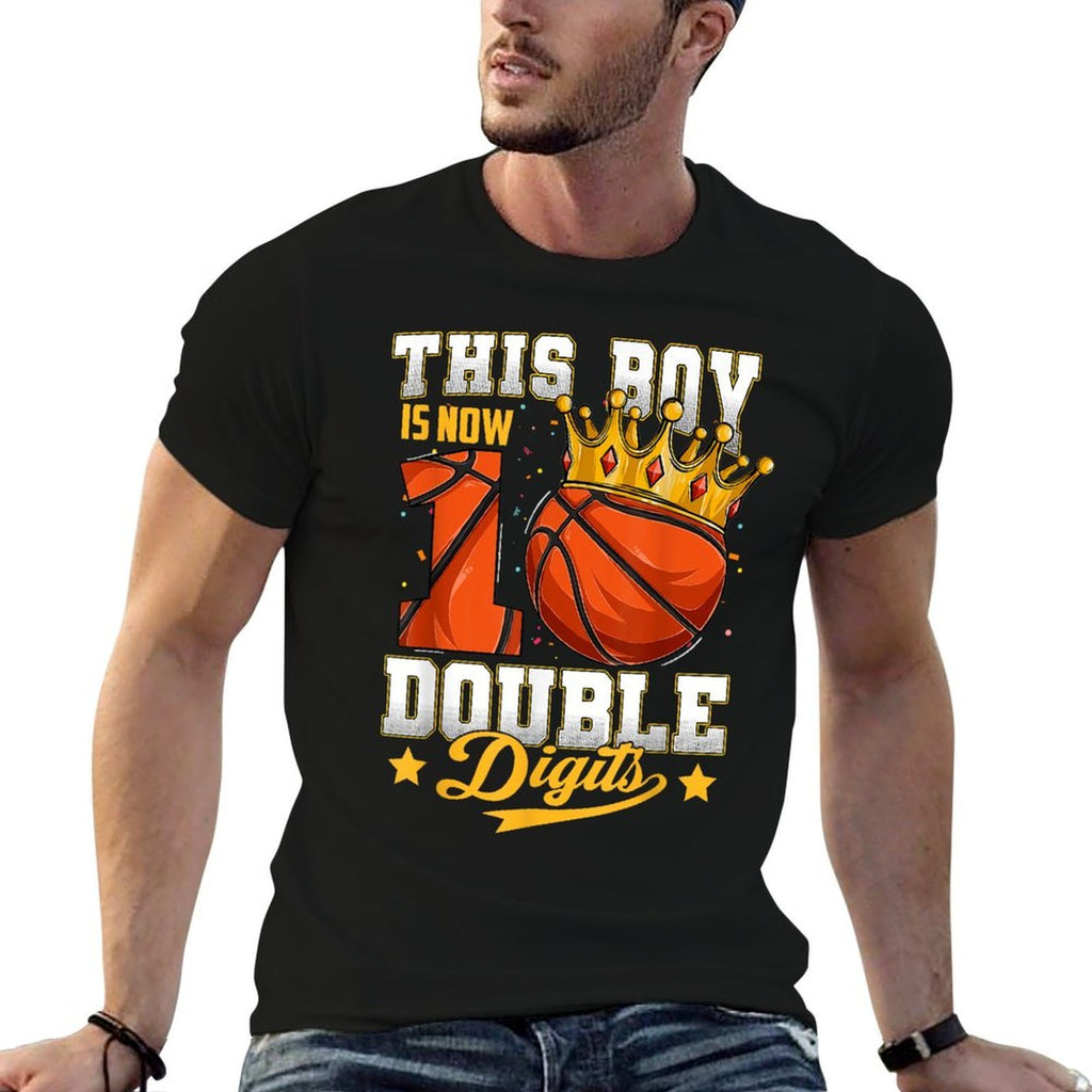 This Boy Double Digits Ten Basketball 10 Year Old Birthday  Polyester Blend T-Shirt