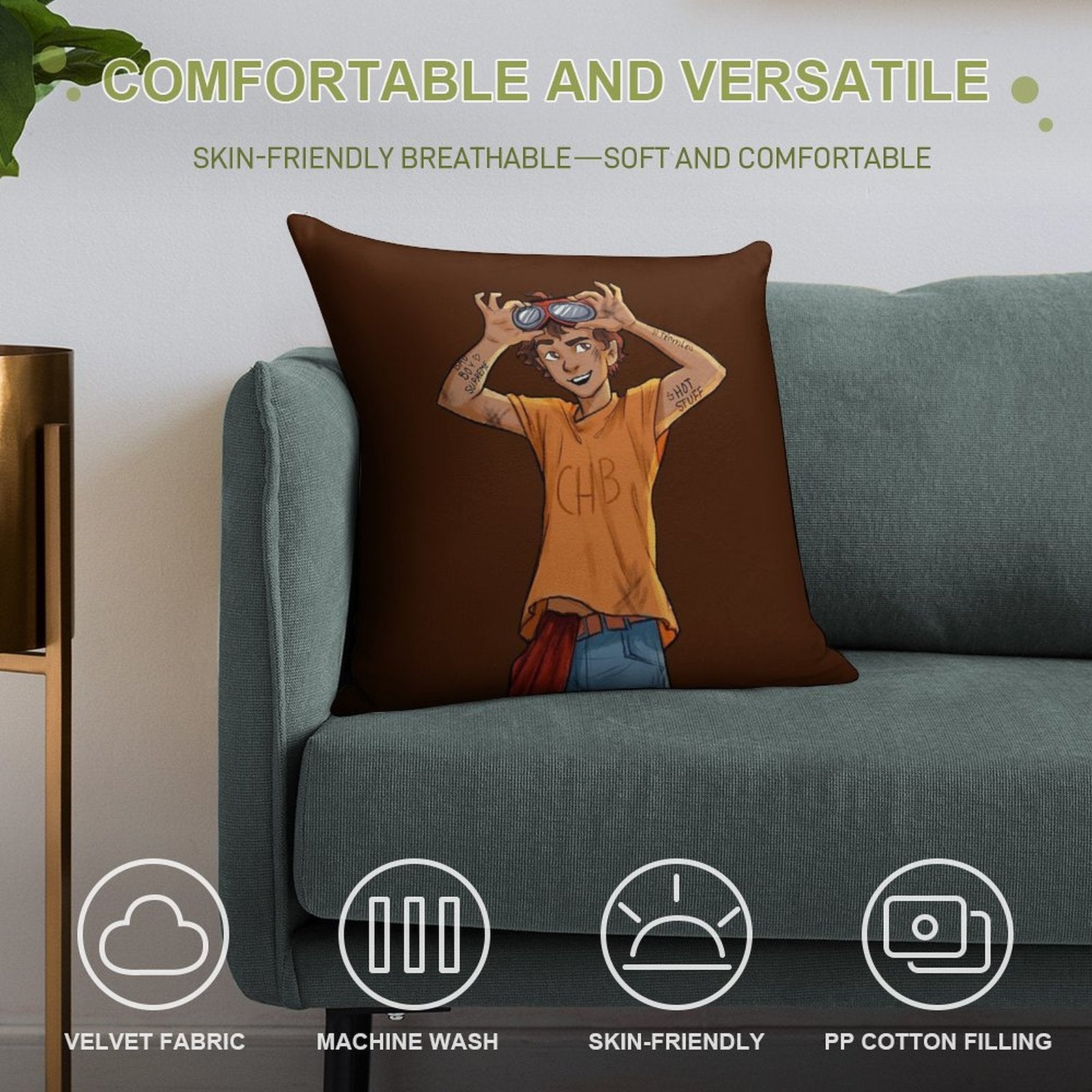 Leo Valdez Soft Hidden Zipper Throw Pillow
