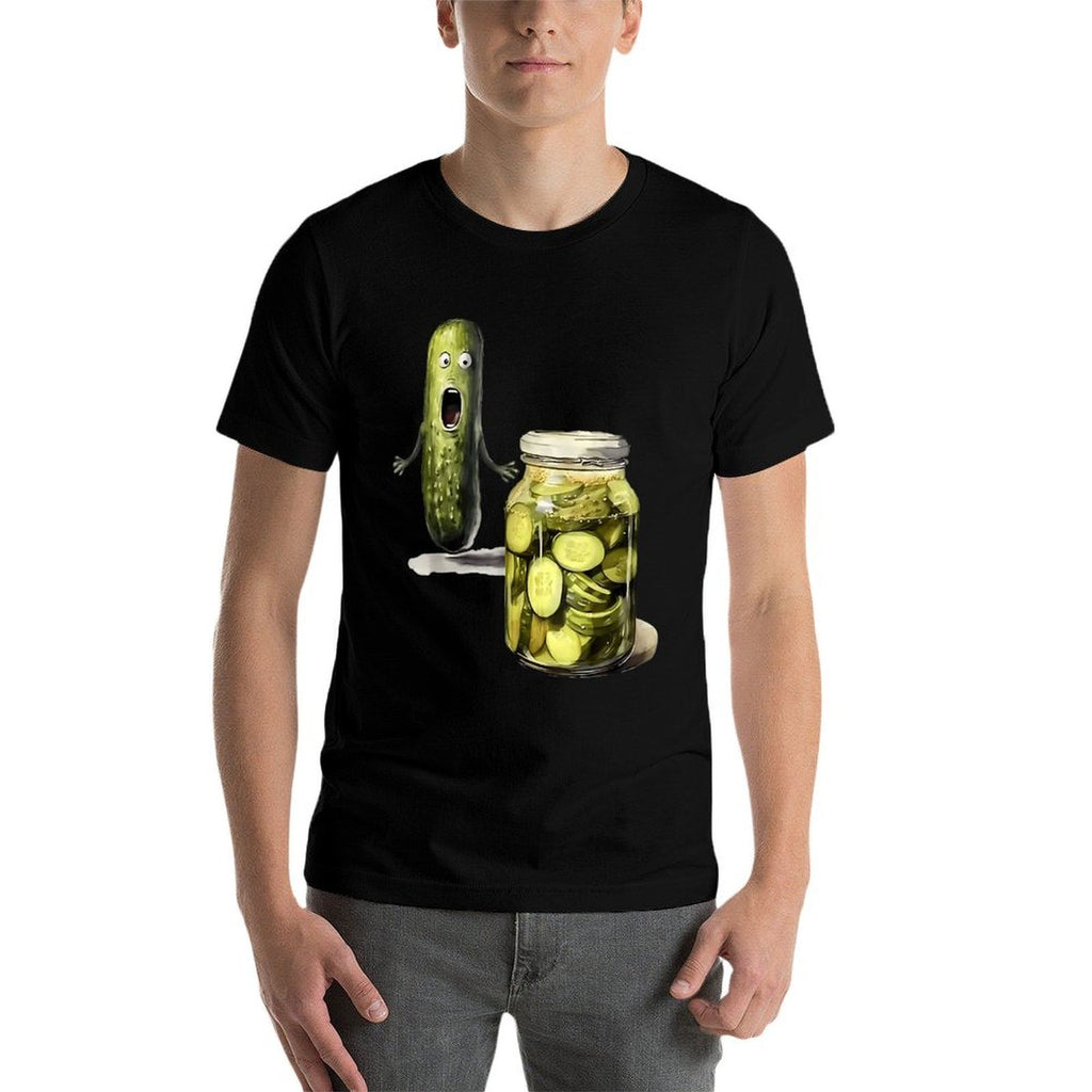 Funny Pickle Surprise A Cucumber And A Jar Of Sliced Pickles  Fade-proof Color T-Shirt